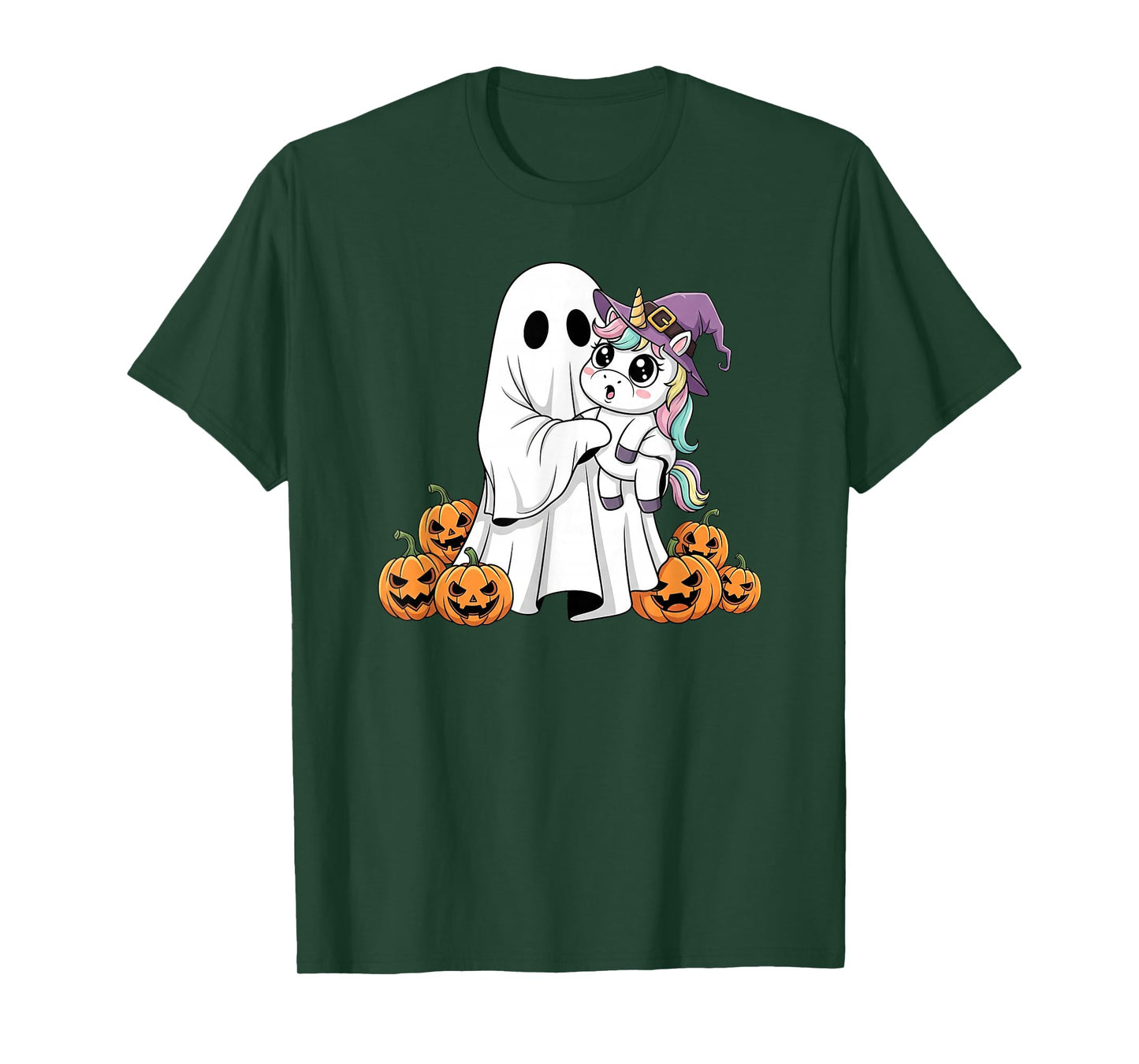 Funny Ghost Unicorn Pumpkin Halloween Kids Mens Womens T-Shirt