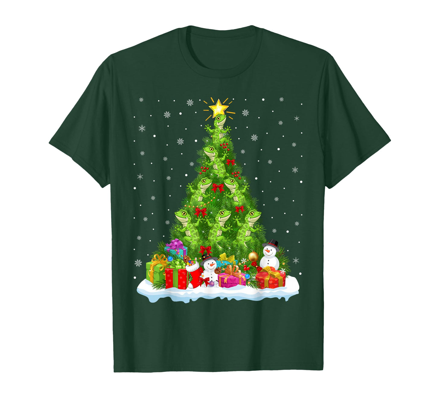 Gecko Lizard Christmas Tree Holiday Decor Funny Xmas Lights T-Shirt