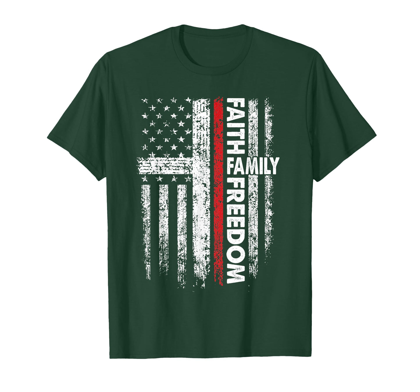 Faith Family Freedom Patriotic Christian Vintage USA Flag T-Shirt