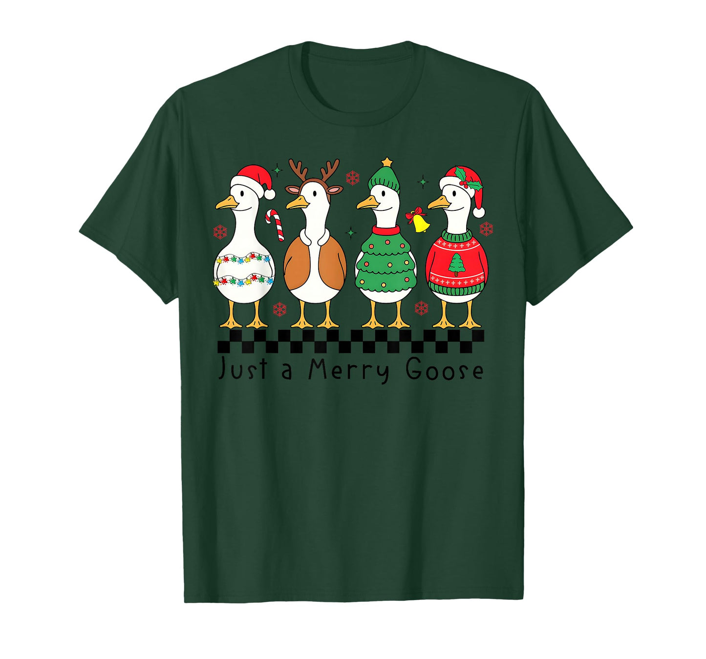 Just a Merry Goose Xmas Funny Santa Goose Christmas Pajamas T-Shirt