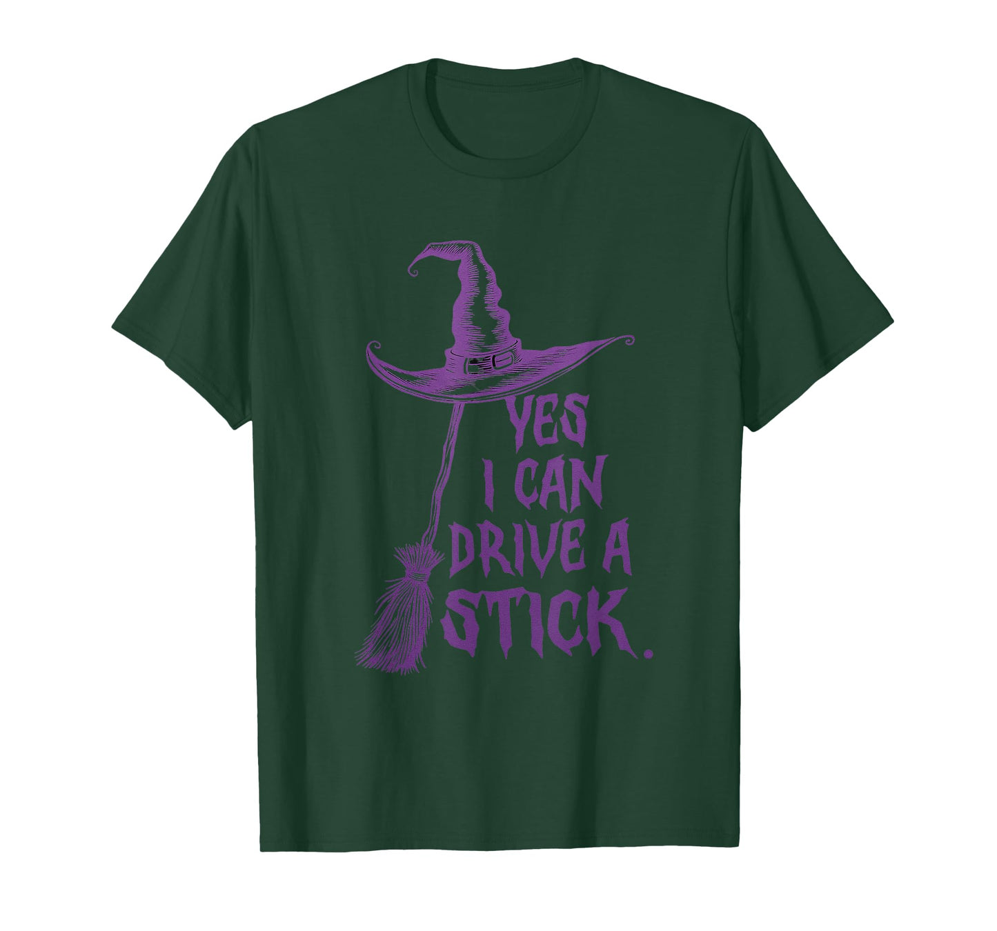 Funny Hallowen Yes I Can Drive A Stick Spooky Witch T-Shirt