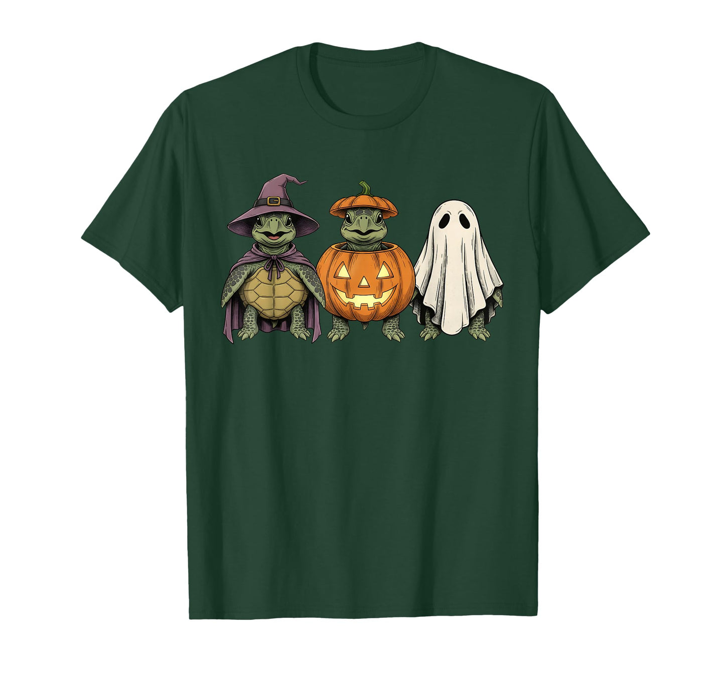 Spooky Ghost Sea Turtle Lover Pumpkin Halloween T-Shirt