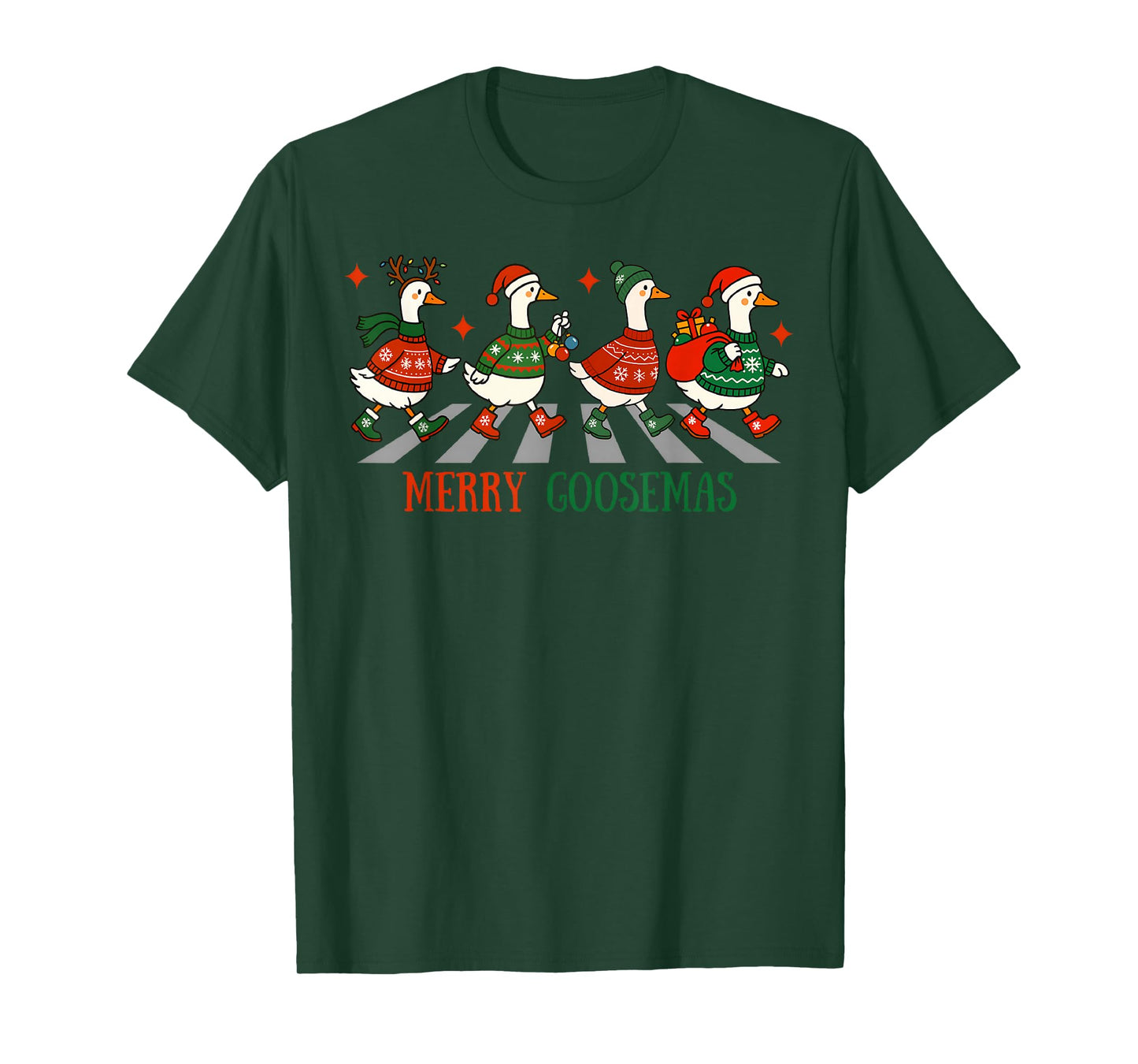 Retro Goose Santa Christmas Cute Merry Goosemas Xmas Holiday T-Shirt