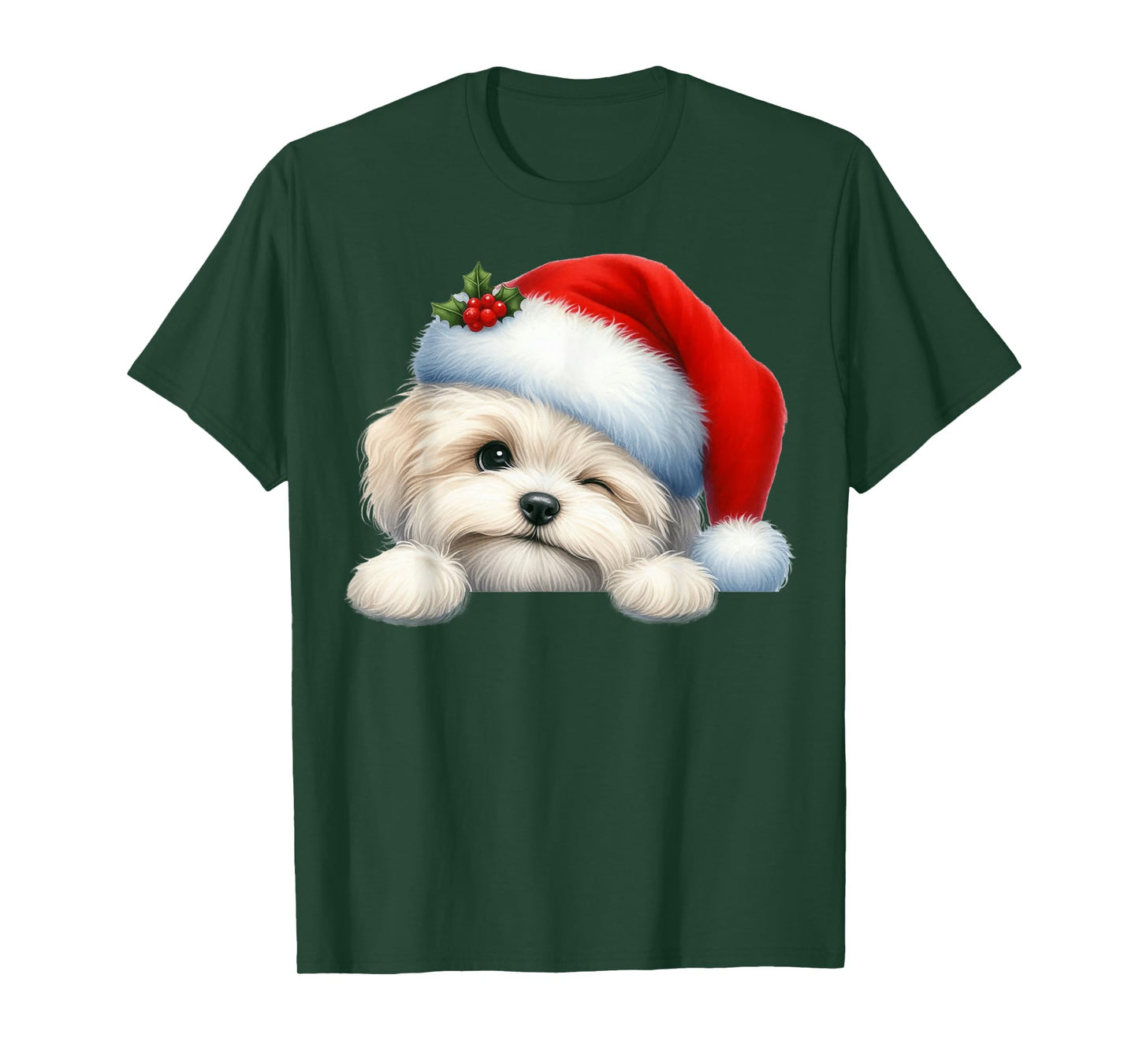 Havanese Dog Christmas Santa Hat Dog Mom Dad T-Shirt