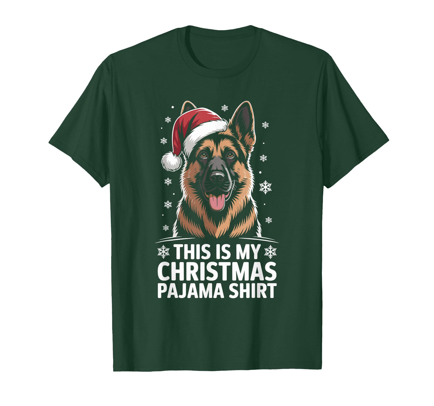 German Shepherd Santa Hat Christmas Dog Holiday Humor T-Shirt