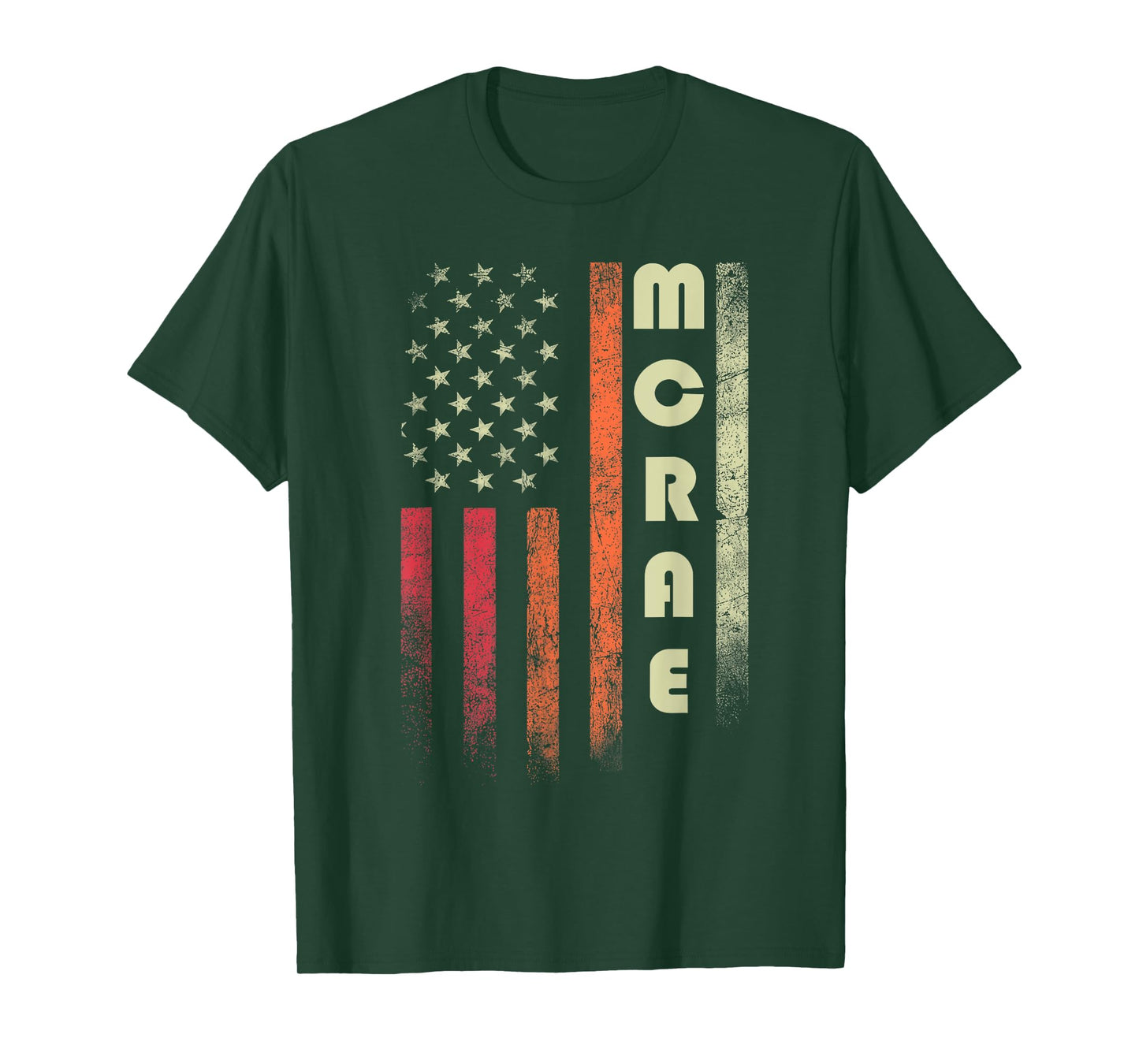 MCRAE Surname Funny Retro Vintage Birthday American Flag T-Shirt