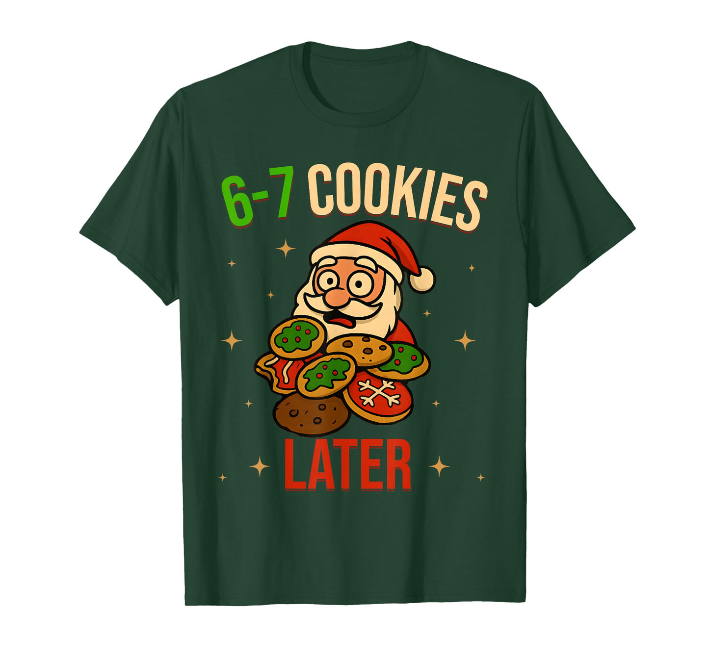 67 Christmas Santa Eating Cookie Funny Six Seven Boys Kids T-Shirt