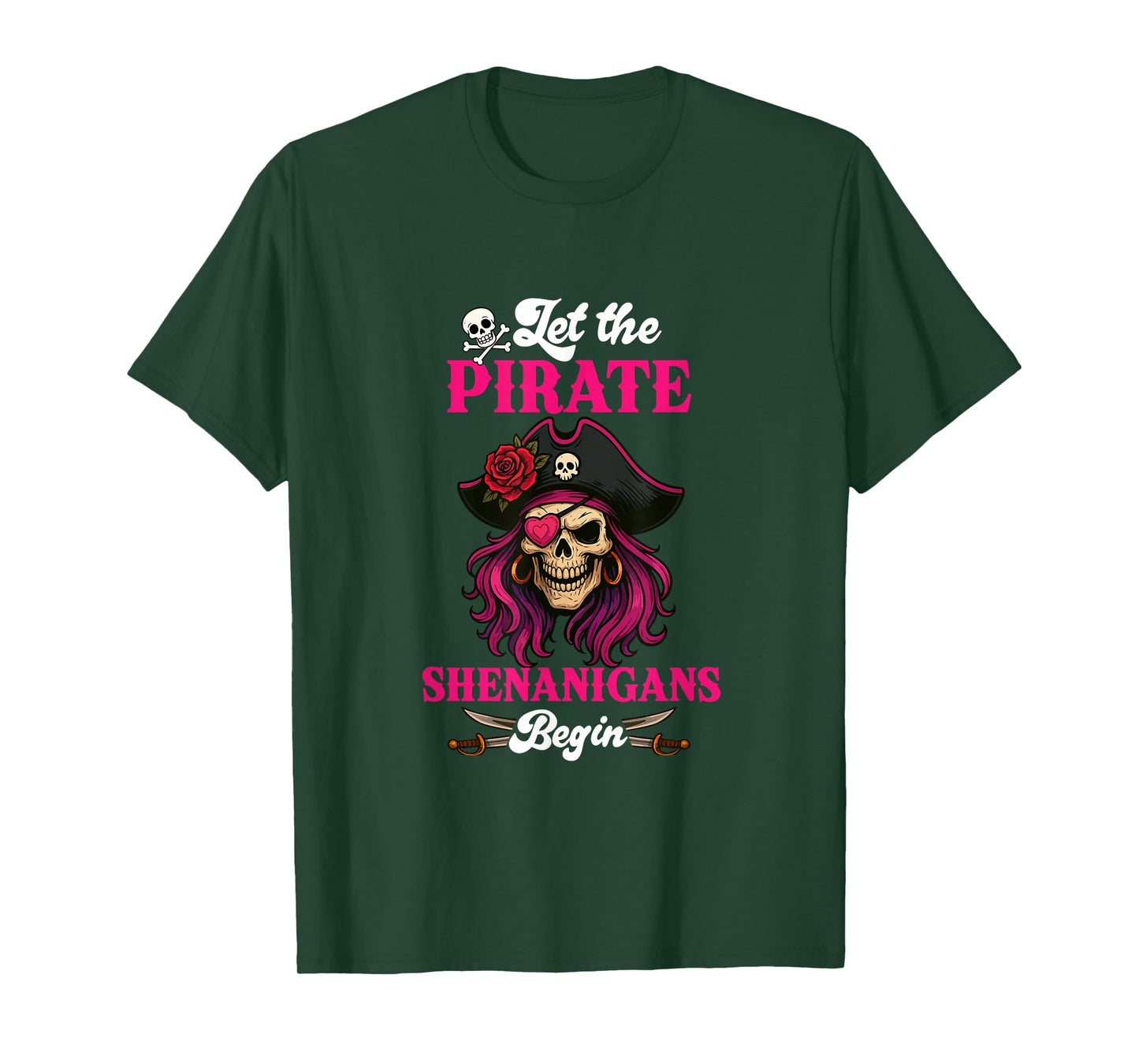 Pirate Shenanigans Begin Halloween Women Horror Skull T-Shirt
