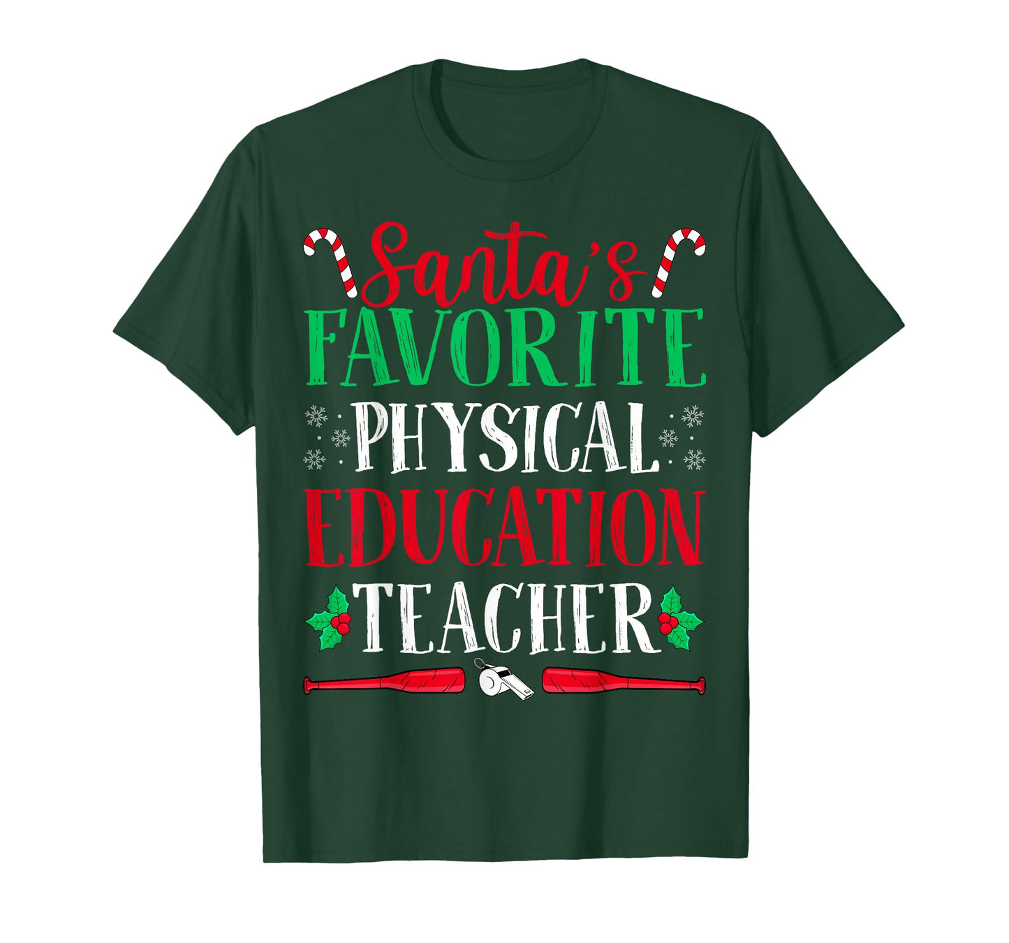 Santa's Favorite Physical Education Christmas PE Teacher T-Shirt