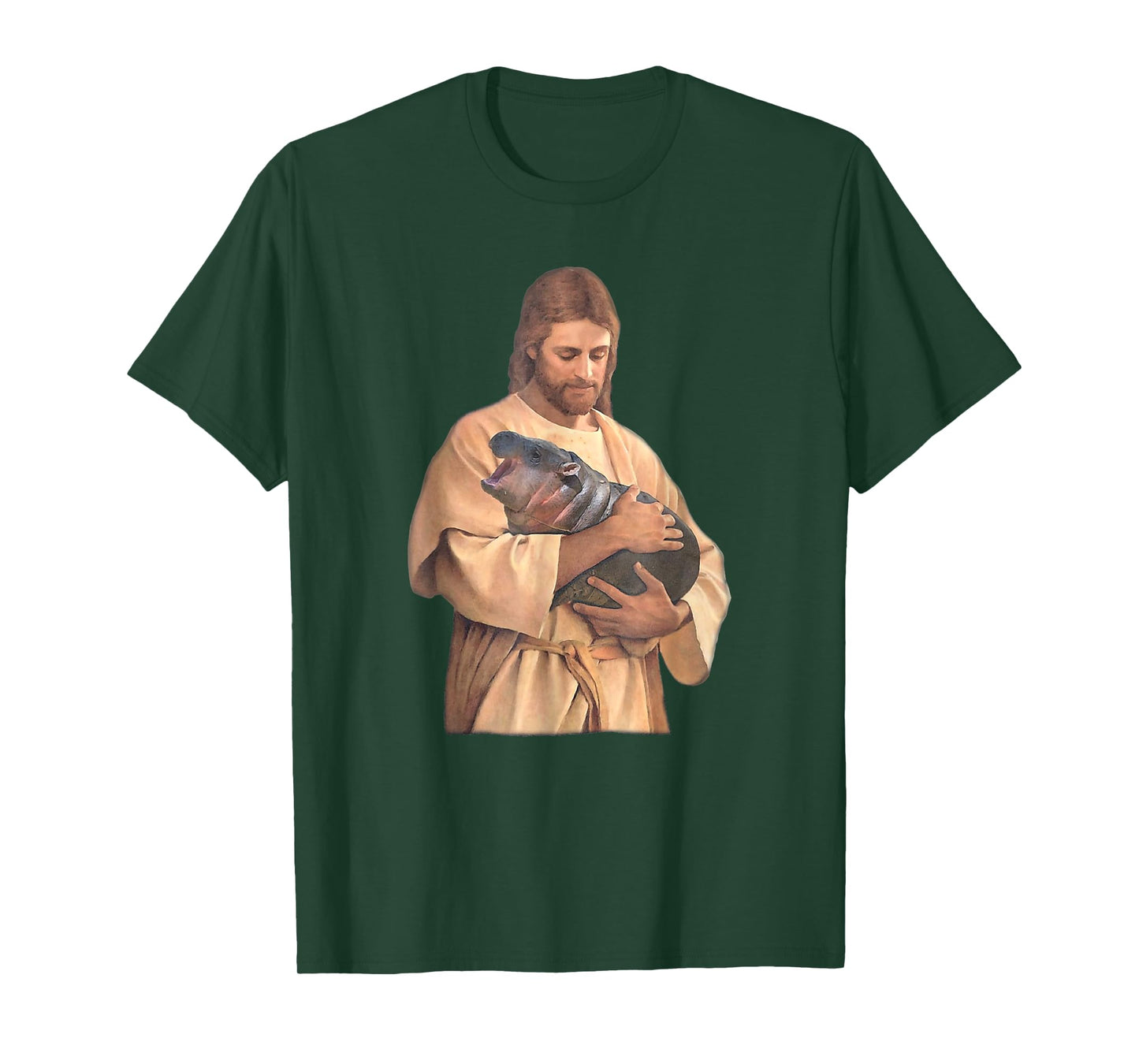 Jesus Loves Moo Deng Bouncy Pig Cute Baby Hippo Meme T-Shirt