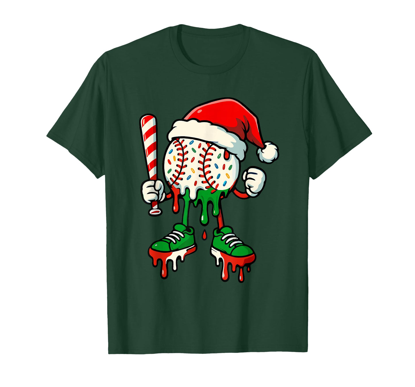 Christmas Baseball Drip for Boys Ice Cream Drip Baseball T-Shirt