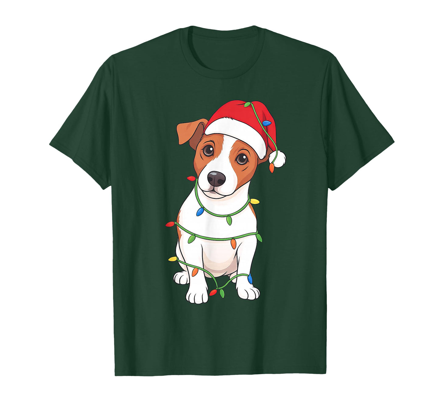 Jack Russell Terrier Christmas Tree Lights Holiday Dog Lover T-Shirt