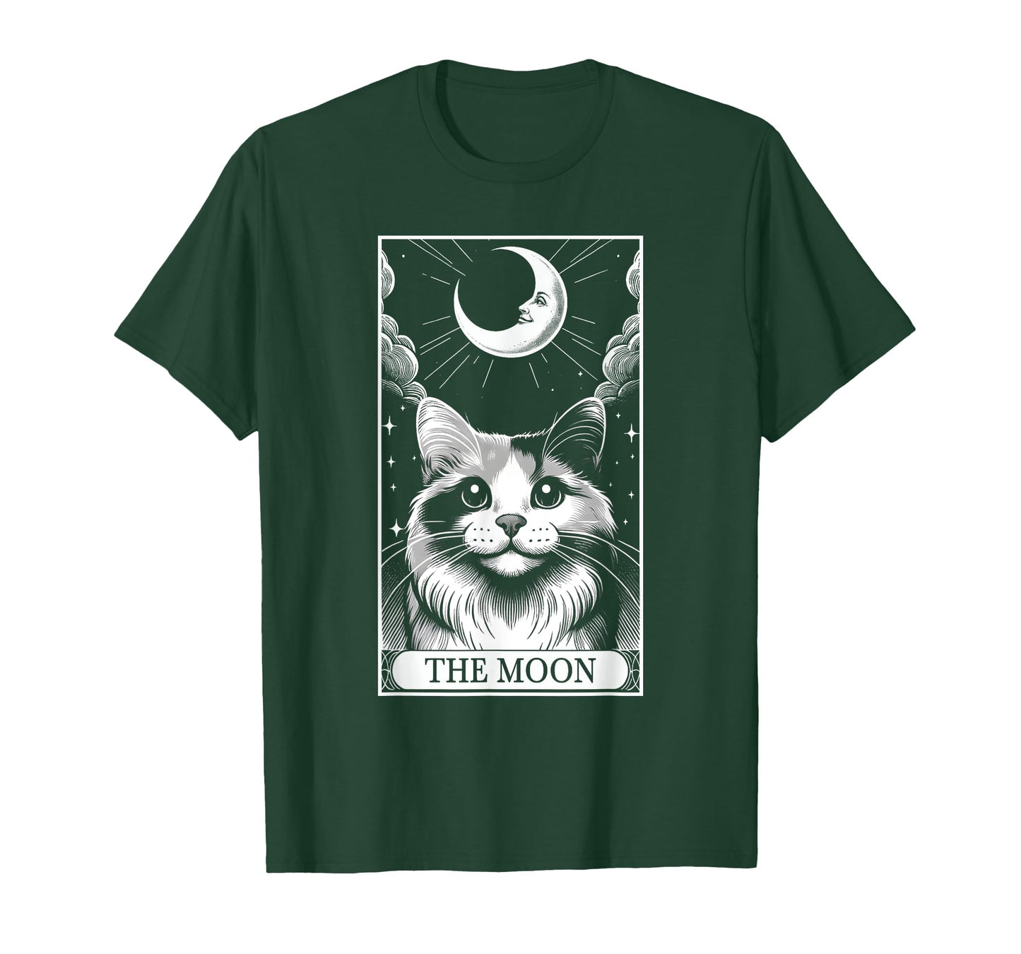 Tarot Card Vintage Crescent Moon Calico Cat Mom Cat Lovers T-Shirt for Men Women Kids