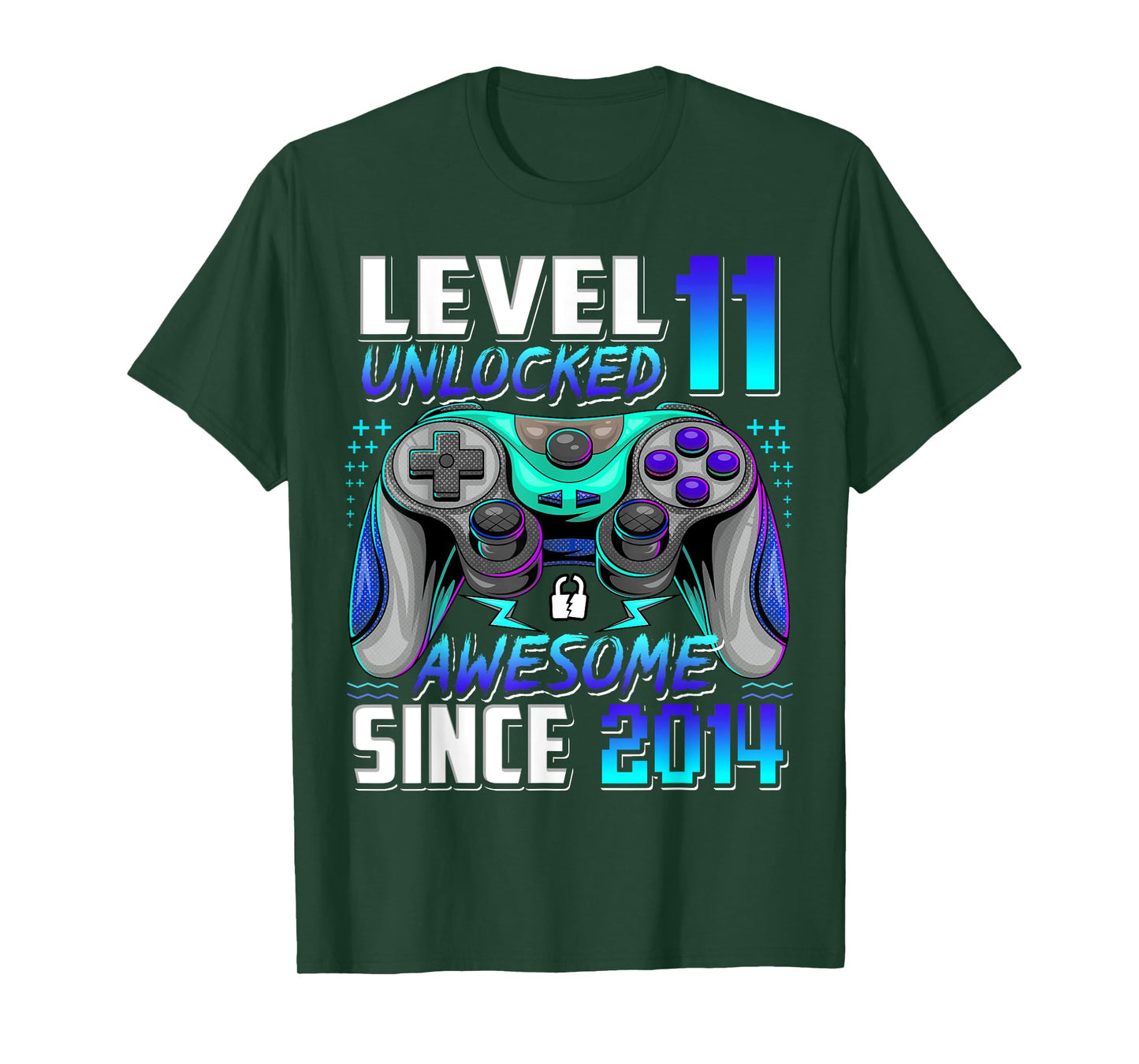 Level 11 Unlocked Awesome Since 2014 11th Birthday Gaming T-Shirt