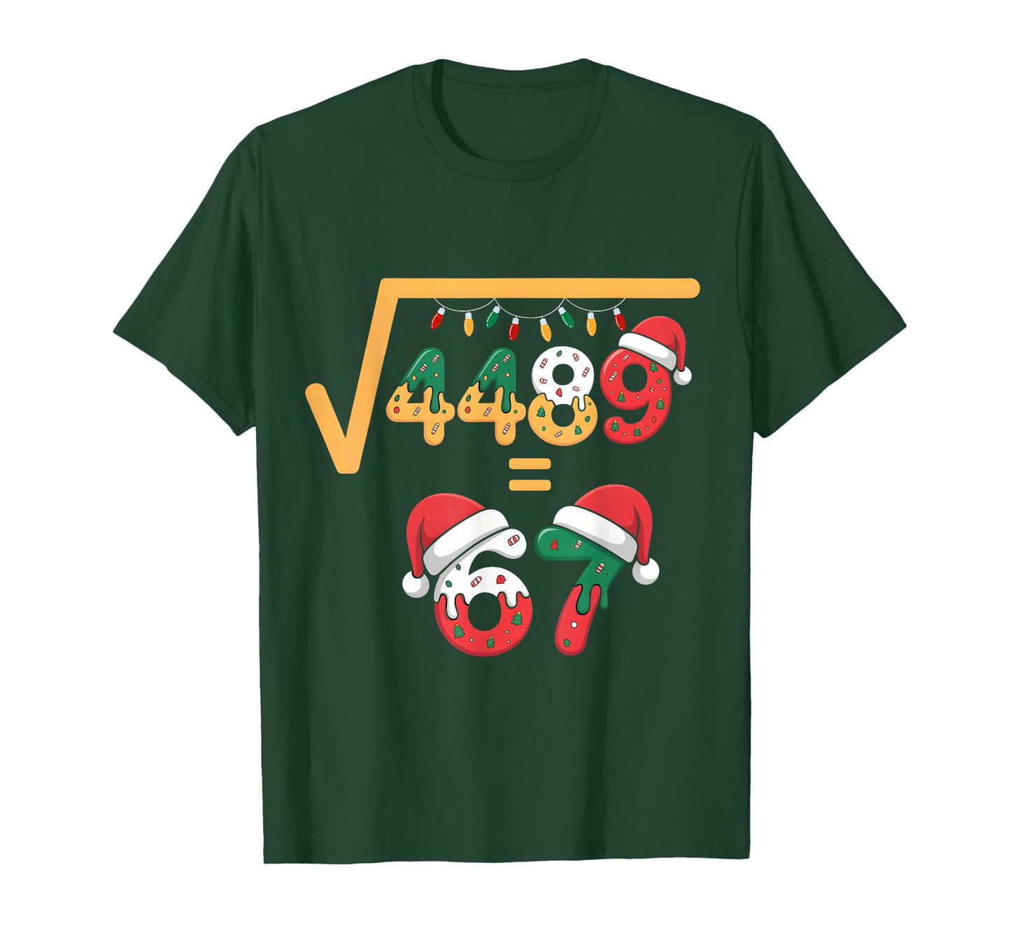 Christmas Ice Cream Drip Meme Slang Square Root 4489 Math 67 T-Shirt