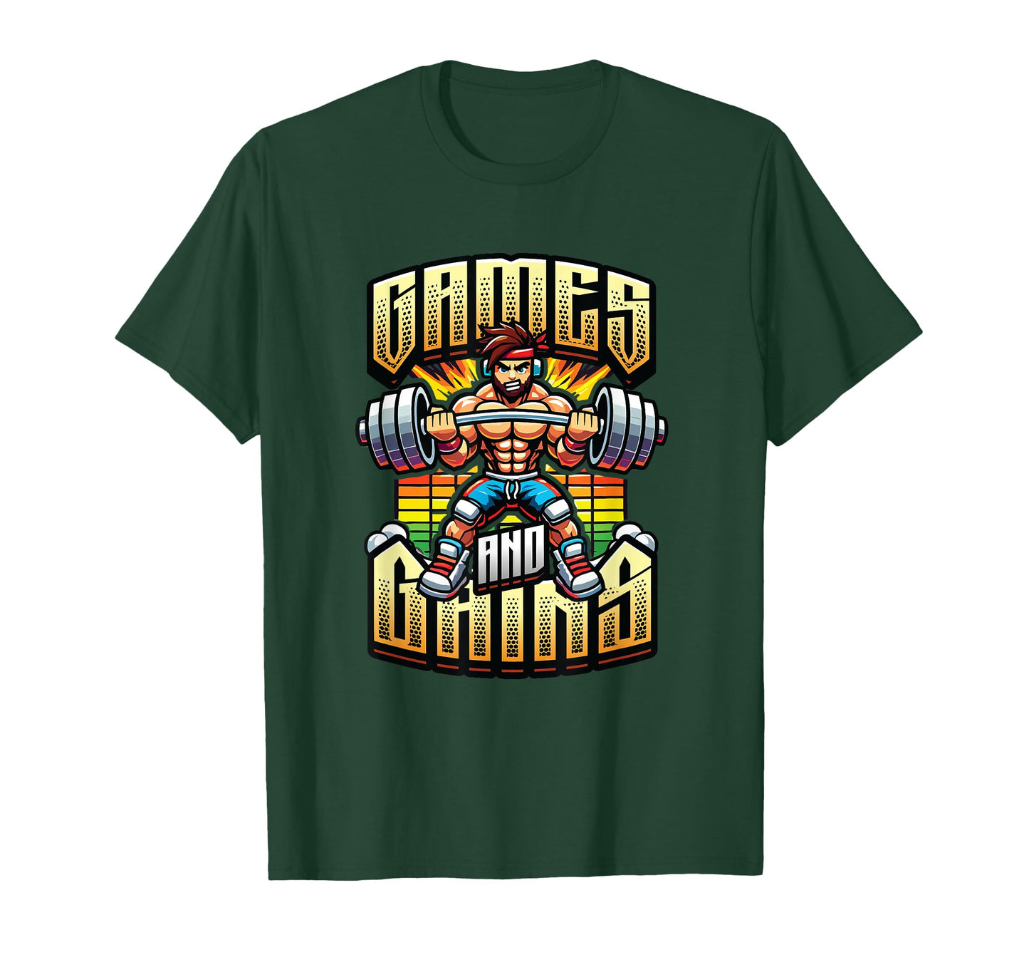 Games And Gains Gym Workout Fitness Enthusiast Gamer T-Shirt