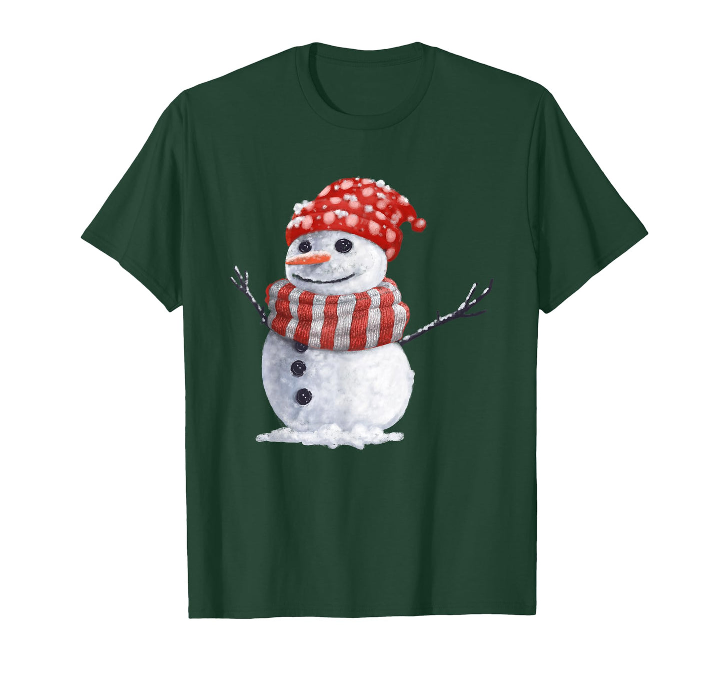 Cute Jolly Snowman Christmas Winter Holiday Scarf Outfit T-Shirt
