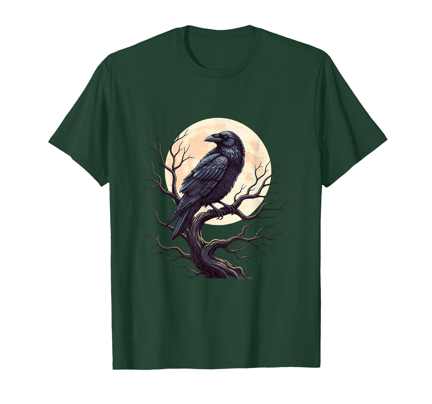 Raven Gothic Crow Moon Vintage Dark Bird Night Artwork T-Shirt