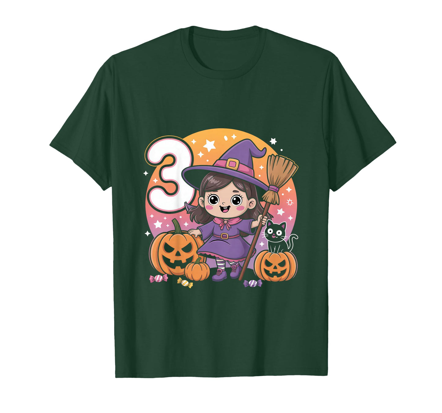3rd Birthday Girl Little Witch Halloween Party Shirt T-Shirt