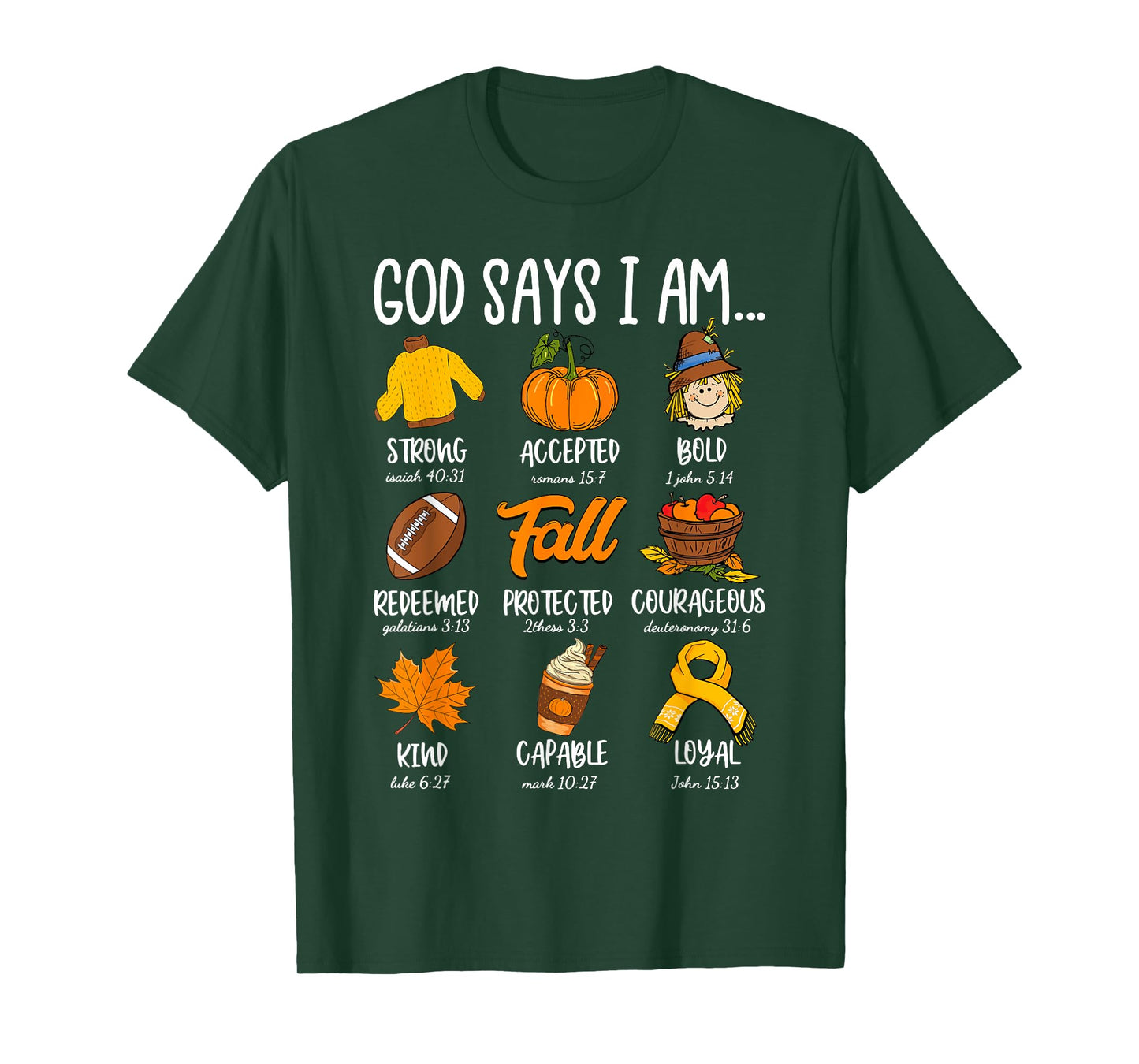 God Says I Am Fall Vibes Autumn Christian Women Men Kids T-Shirt