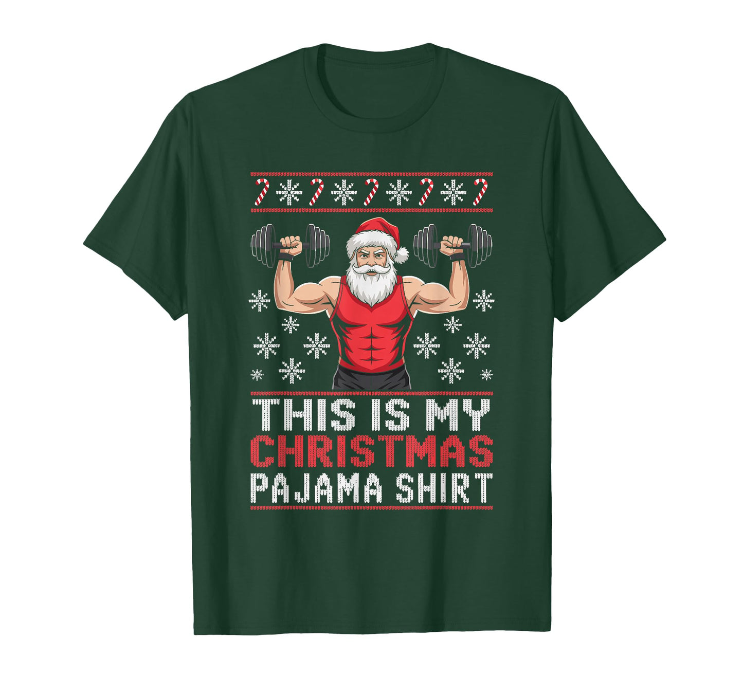 Santa Weightlifting Ugly Christmas Sweater Fitness Deadlift T-Shirt