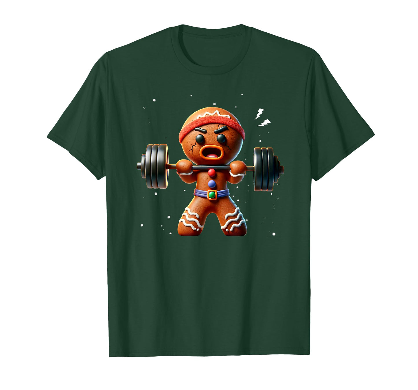 Funny Gym Workout Gingerbread Man Weightlifting Christmas T-Shirt