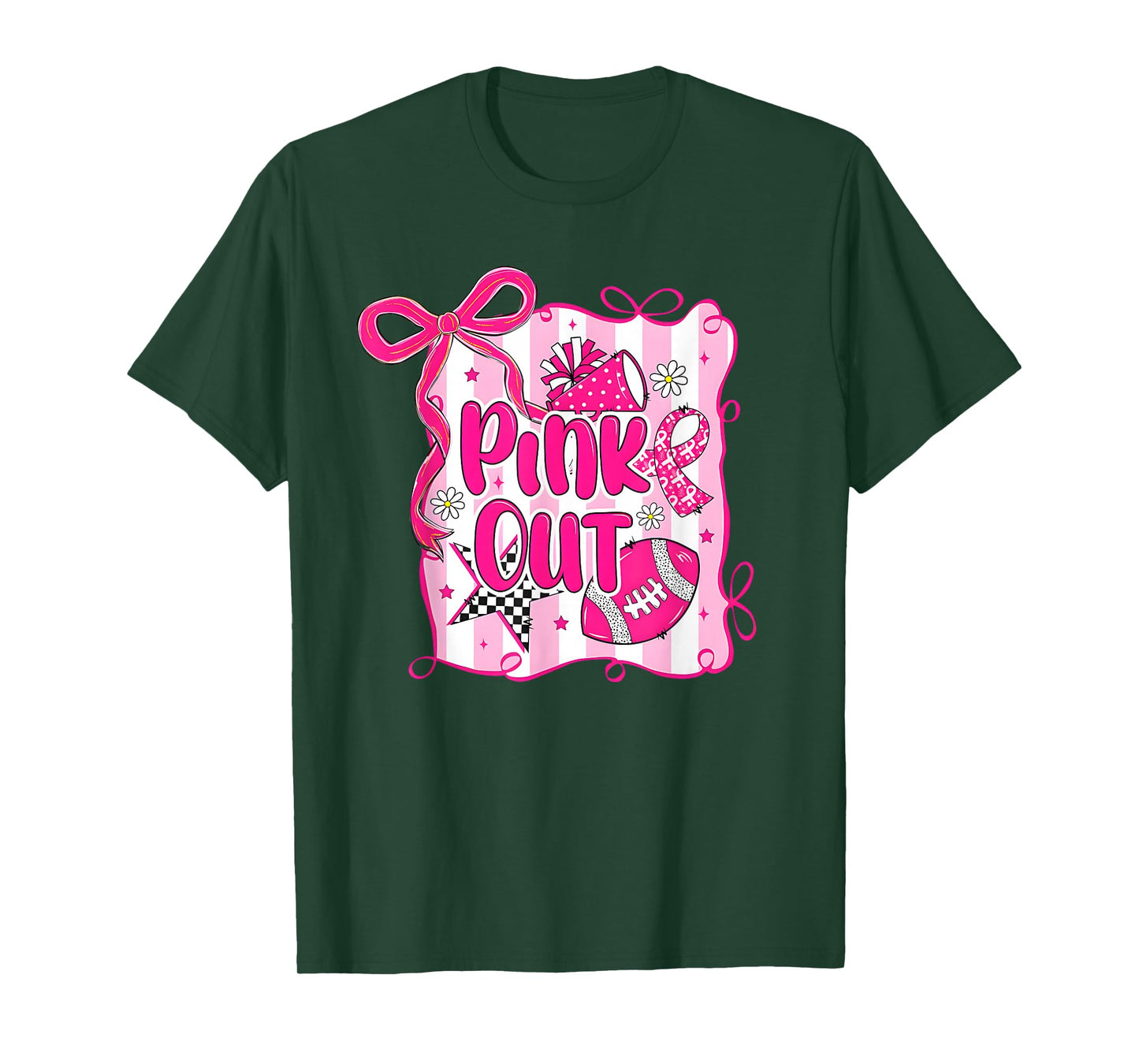 Retro Floral Pink Out Breast Cancer Awareness Tackle Cancer T-Shirt