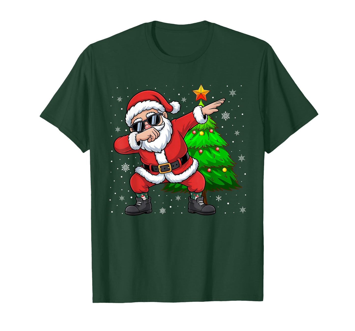 Dabbing Santa Claus Christmas Tree Lights Boys Kids Dab Xmas T-Shirt