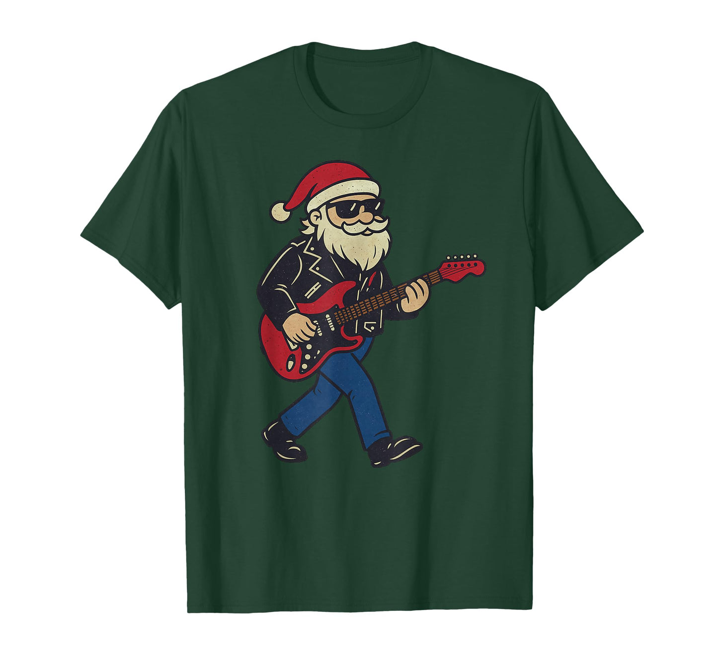 Santa Playing Rock Guitar Christmas Vintage Funny Xmas T-Shirt