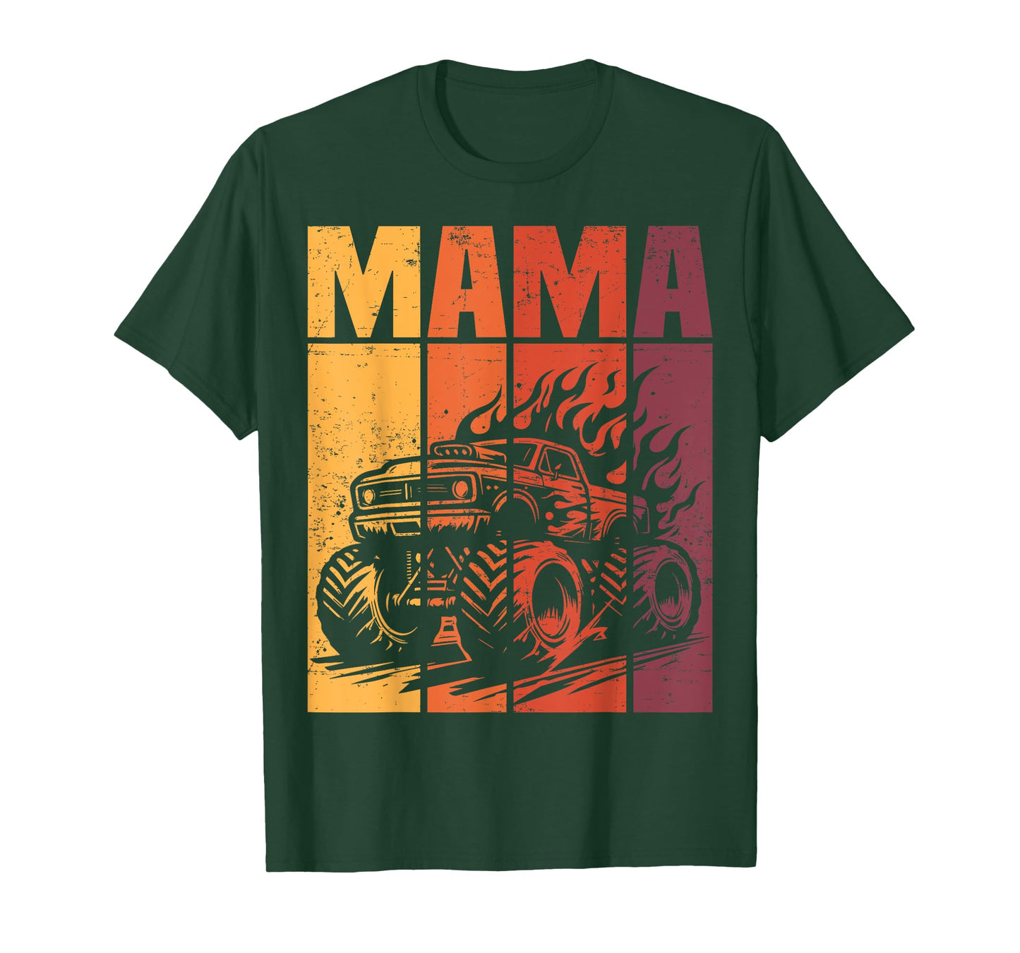 Retro Monster Truck Mama Matching Family Birthday Party T-Shirt