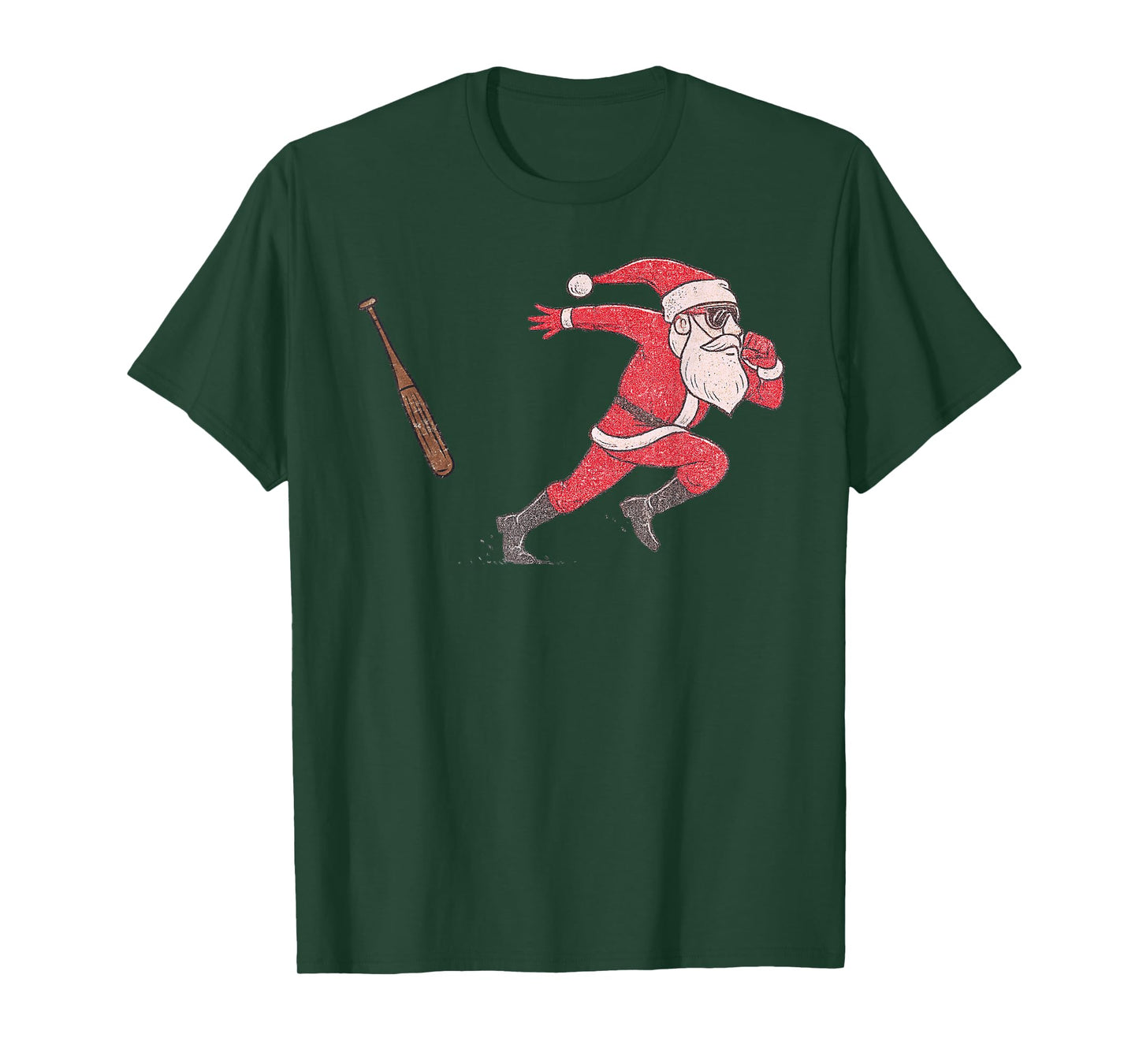 Santa Claus Playing Baseball Xmas Holiday Funny Christmas T-Shirt