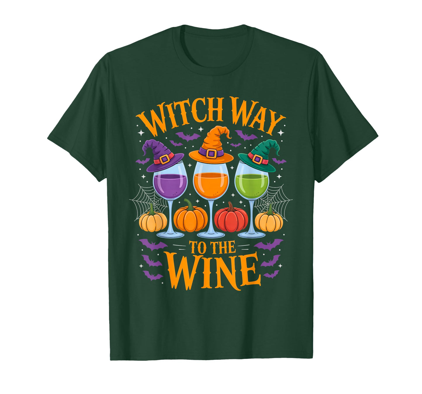 Witch Way to The Wine Funny Halloween Drinking Humor Outfit T-Shirt