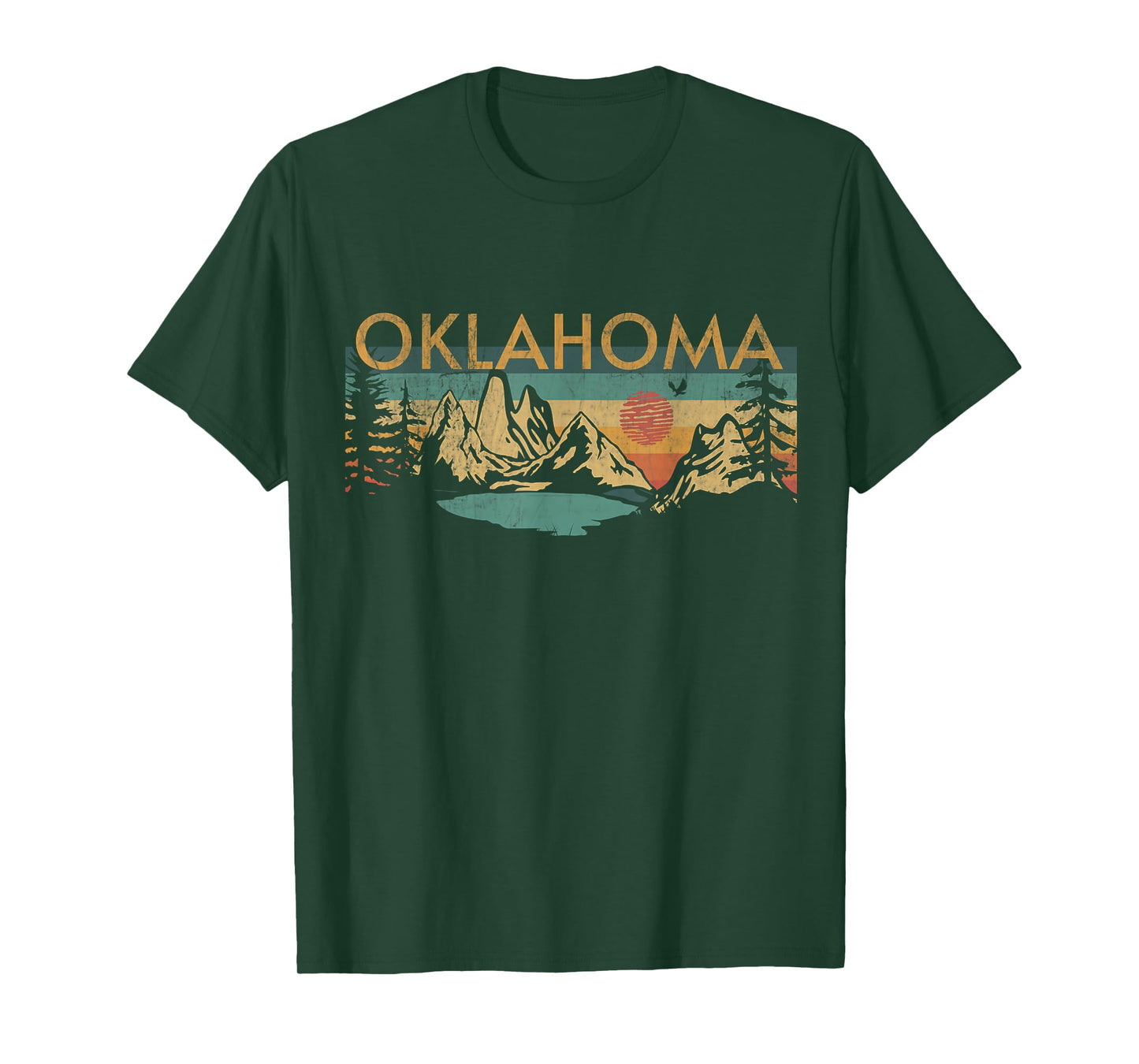 Oklahoma USA Outdoor Vintage Unisex-Adults, Kids Black Cotton, Polyester Retro Crew Neck Short Sleeve T-Shirt Small