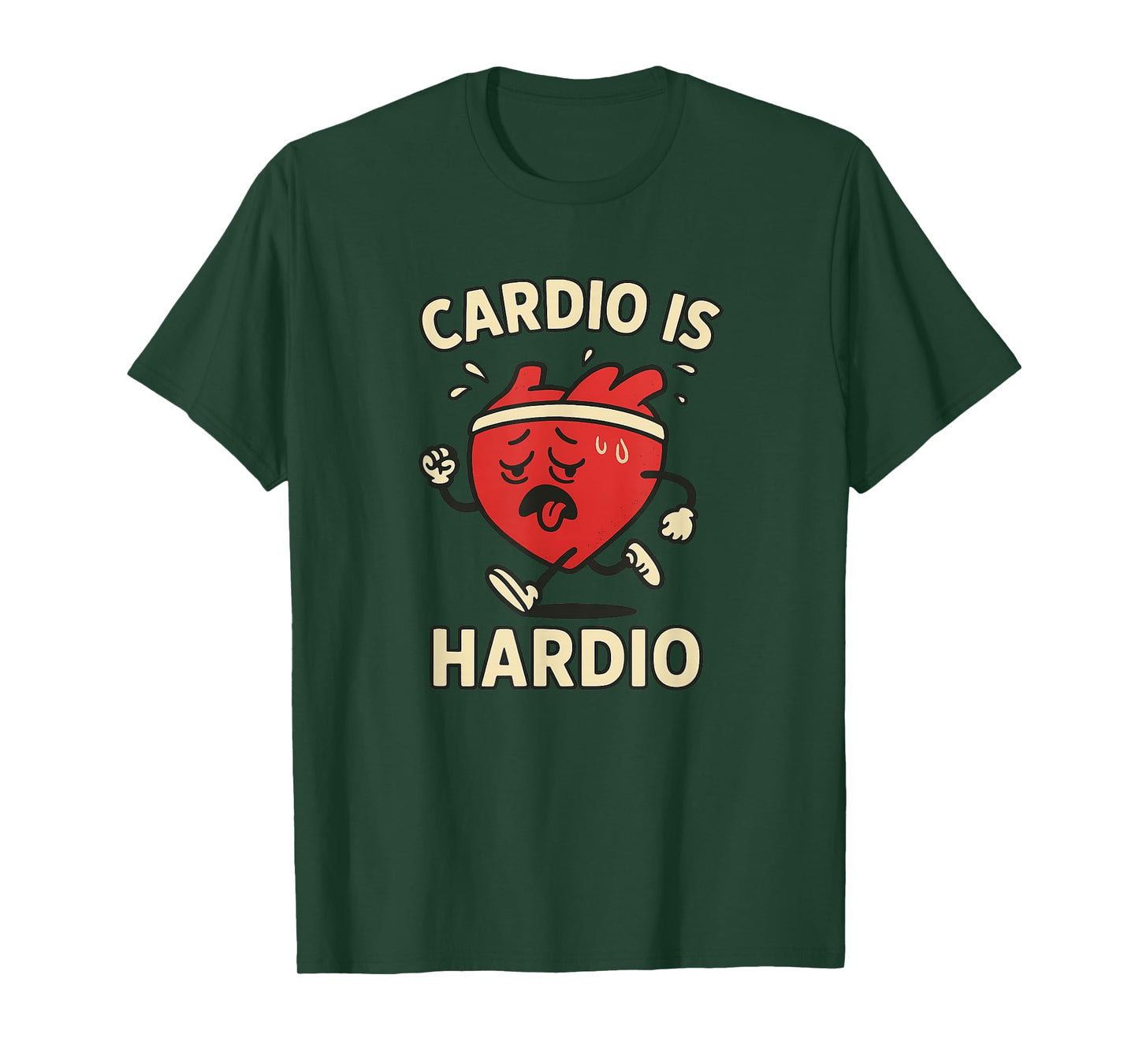 Cardio Is Hardio Tired Heart Running Cartoon T-Shirt