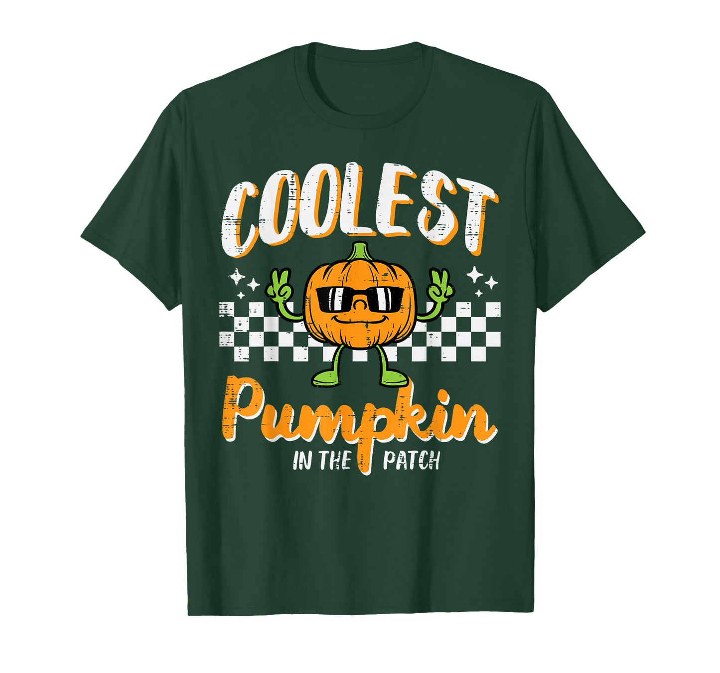 Coolest Pumpkin In Patch Halloween Retro Costume Groovy Boys T-Shirt