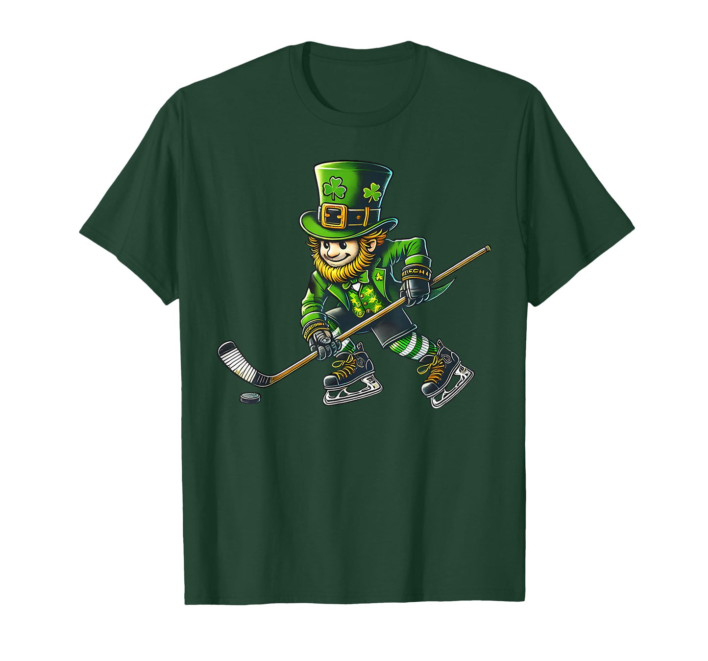 Leprechaun Playing Hockey St Patricks Day Sport Men Boys T-Shirt