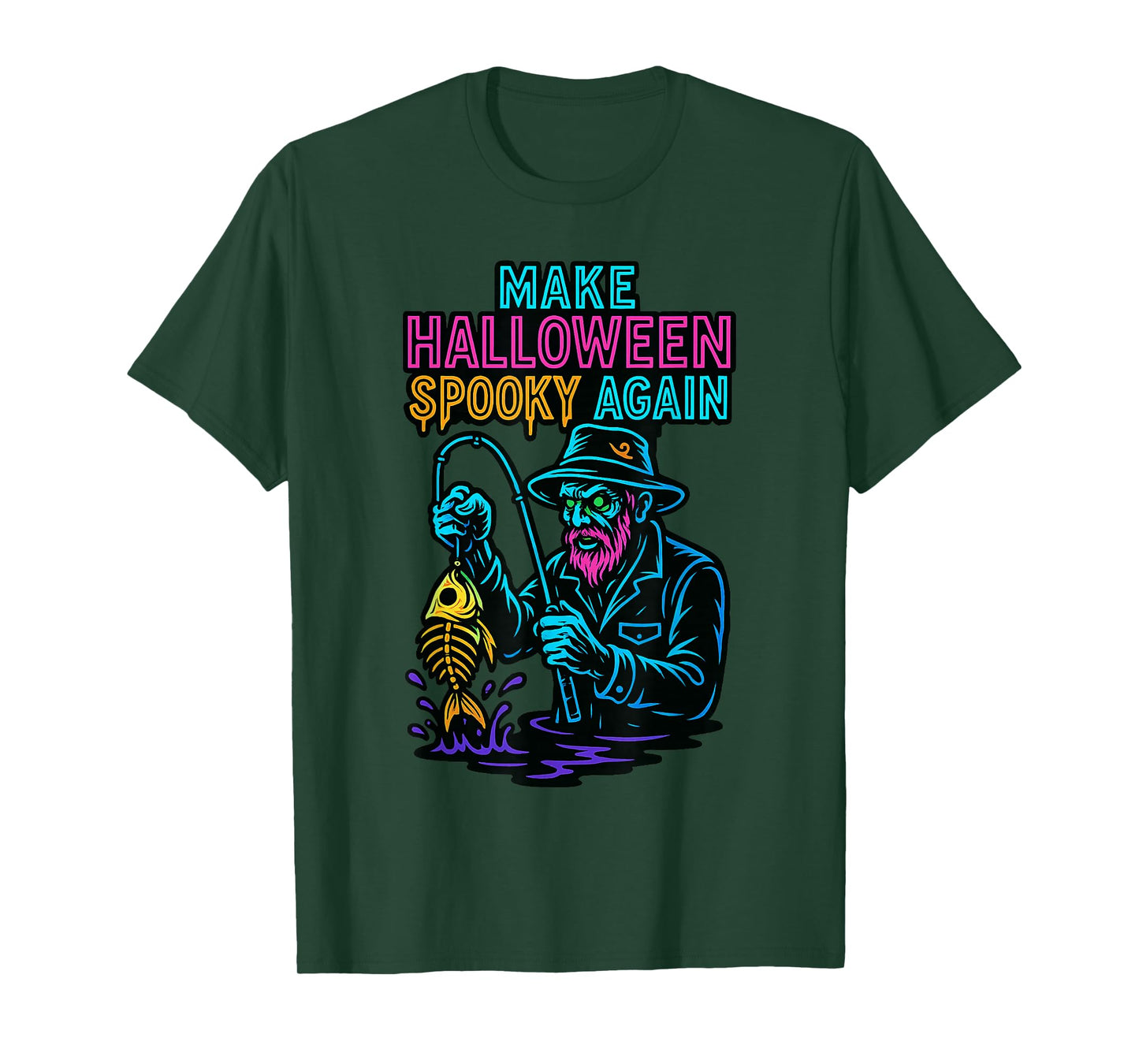 Make Halloween Spooky Again Zombie Fishing Fisherman T-Shirt