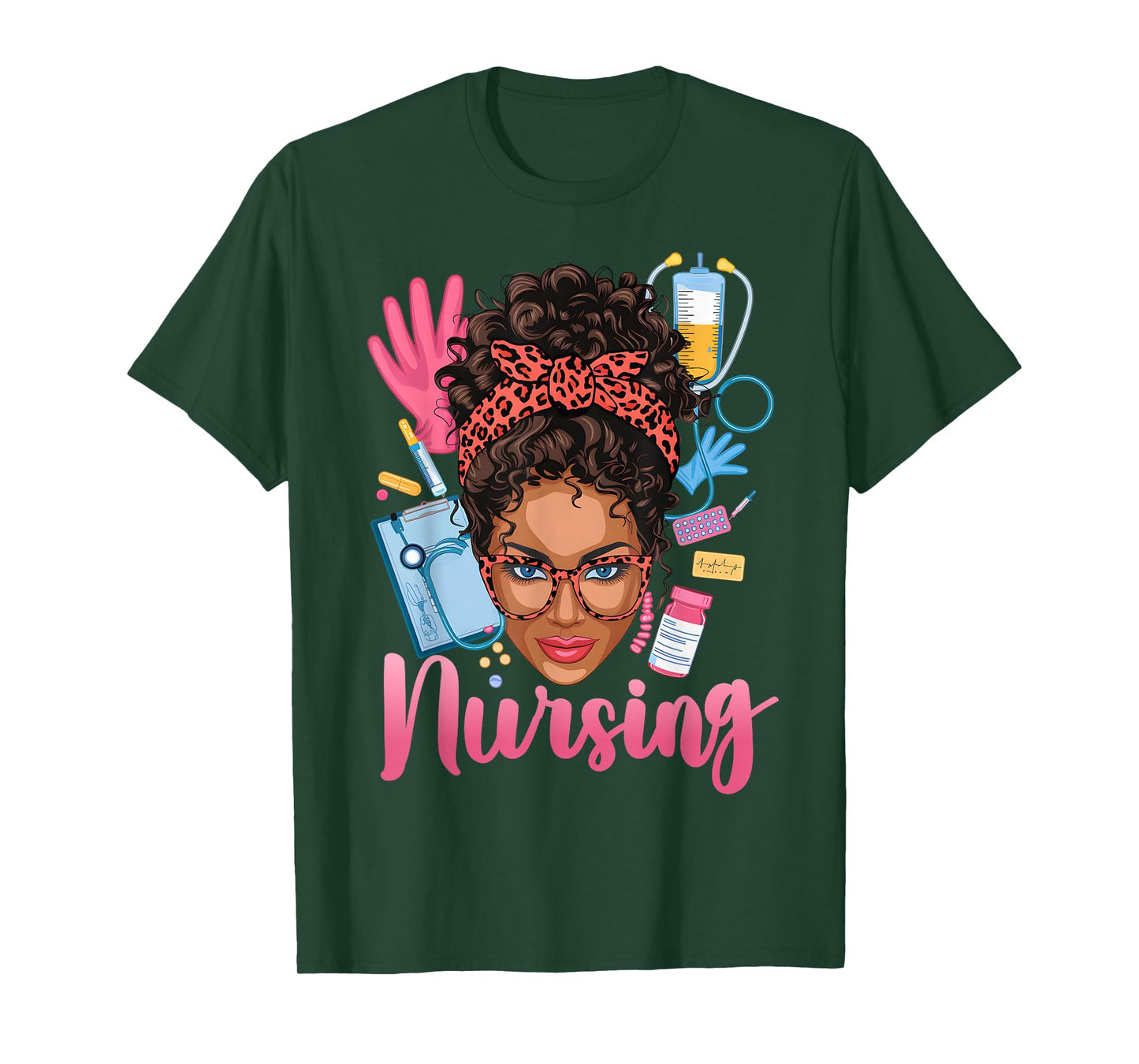Black Melanin Nurse Black History Month Afro Hair T-Shirt