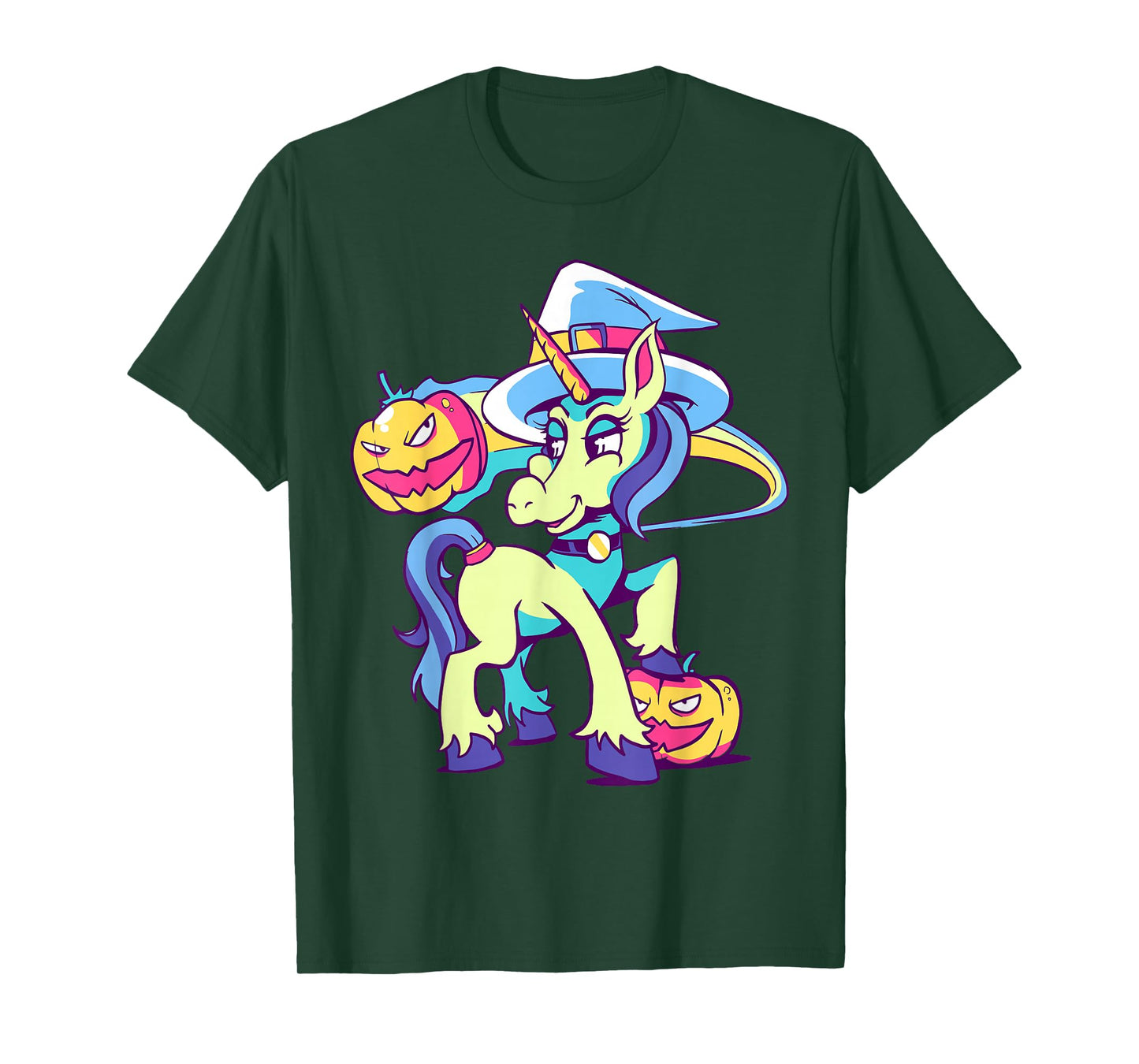 Witch Unicorn Halloween Pumpkin Funny Costume Design T-Shirt