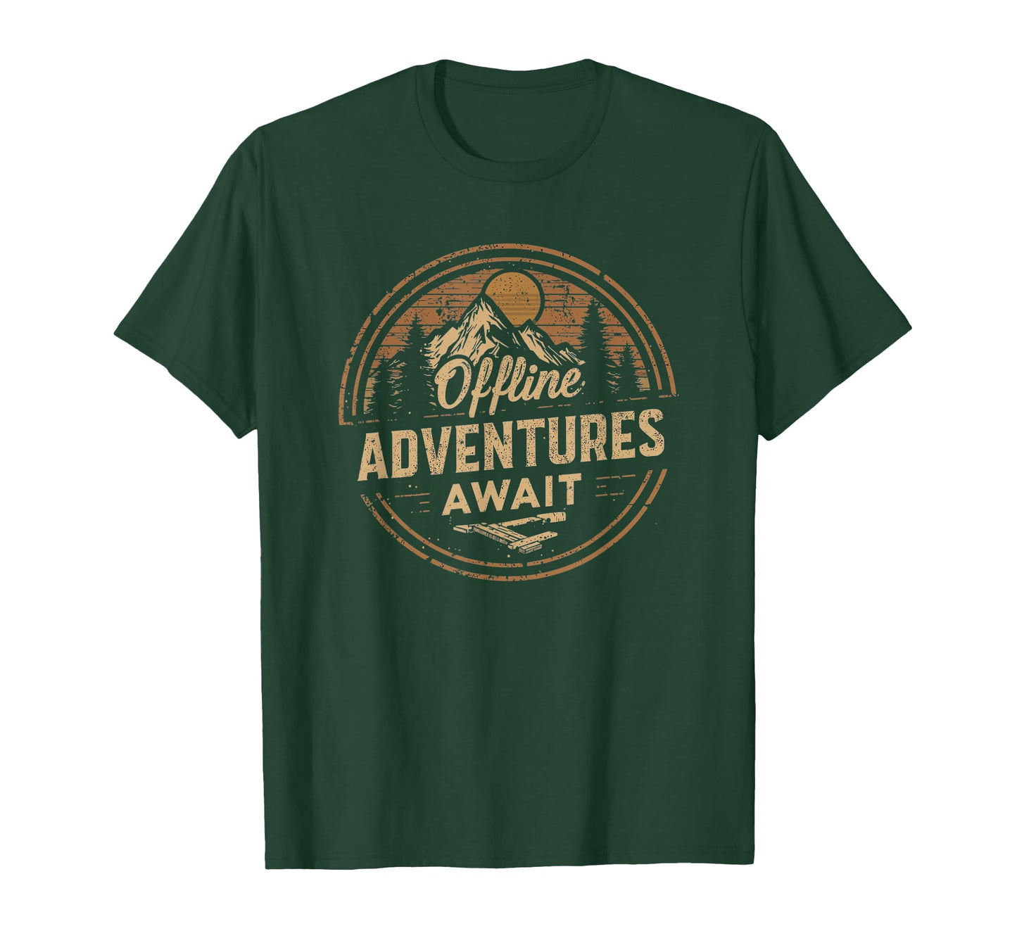 Offline Adventures Await – Retro Mountain Adventure T T-Shirt
