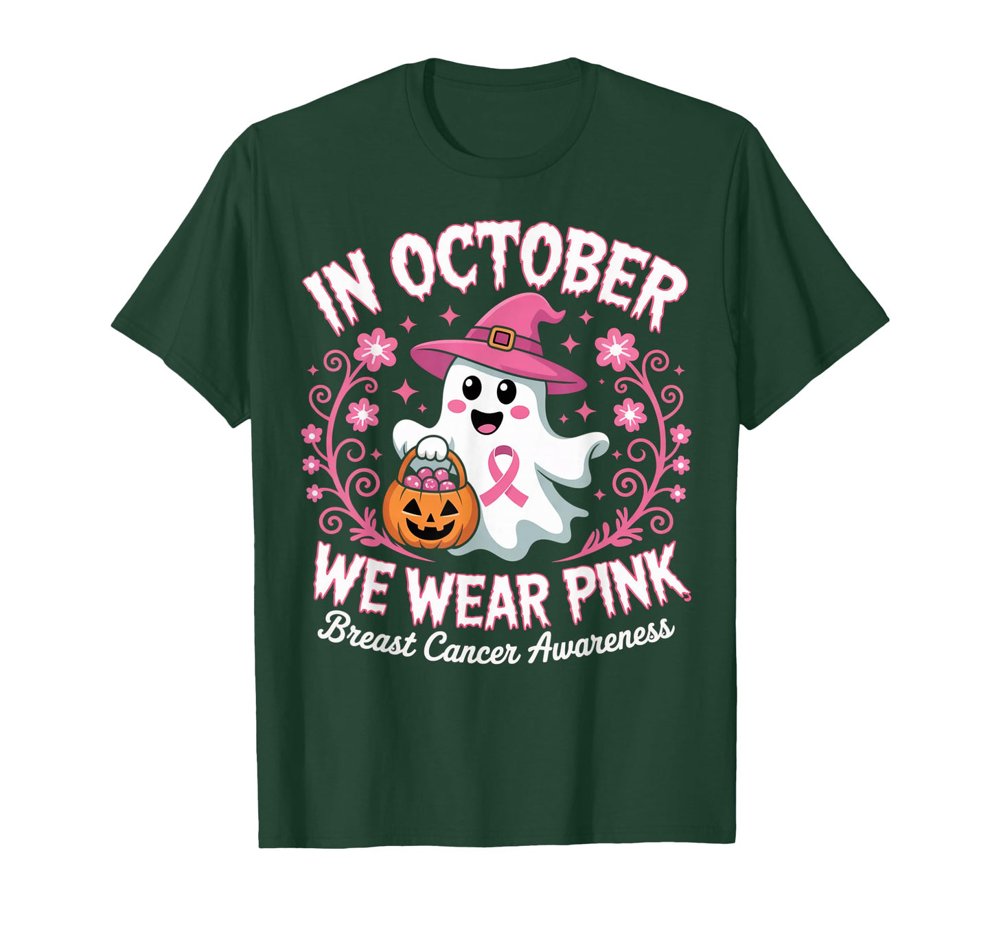 Breast Cancer Women Halloween in October We Wear Pink T-Shirt