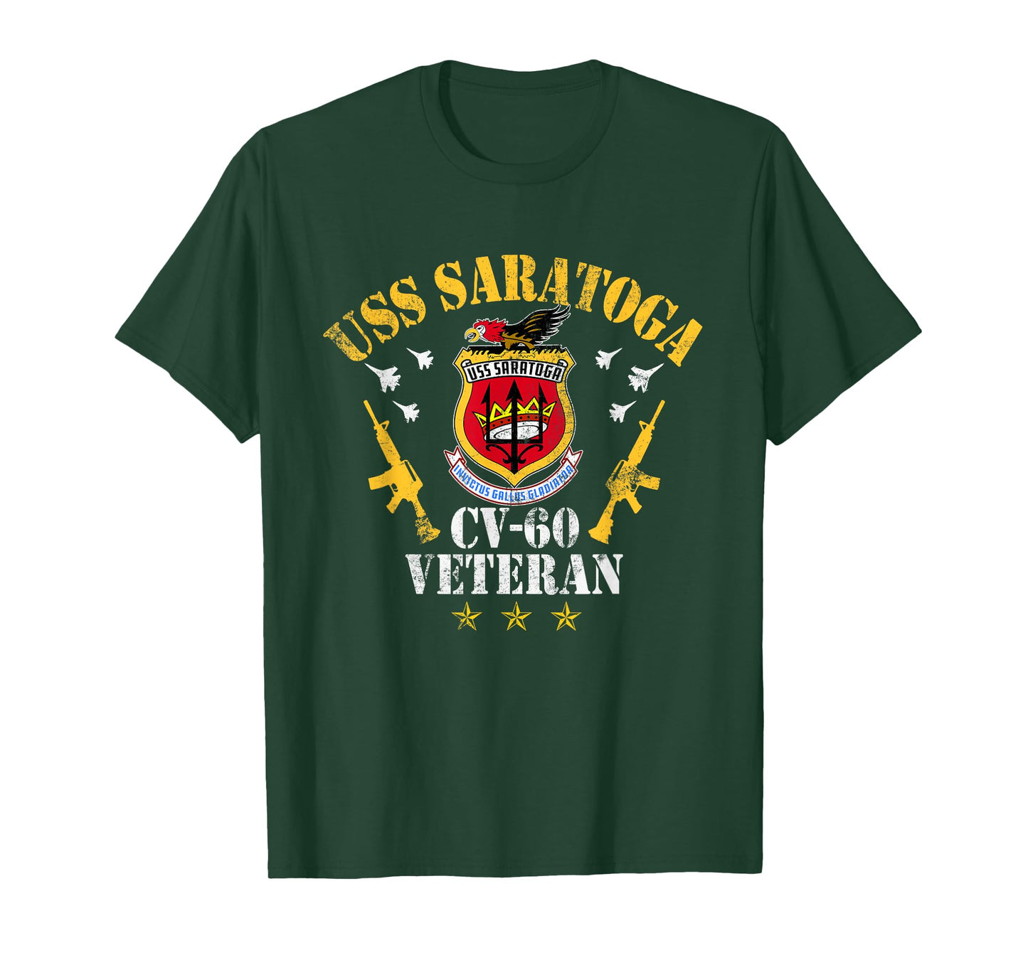 USS Saratoga CV-60 Aircraft Carrier Veteran Flag Vintage Men T-Shirt