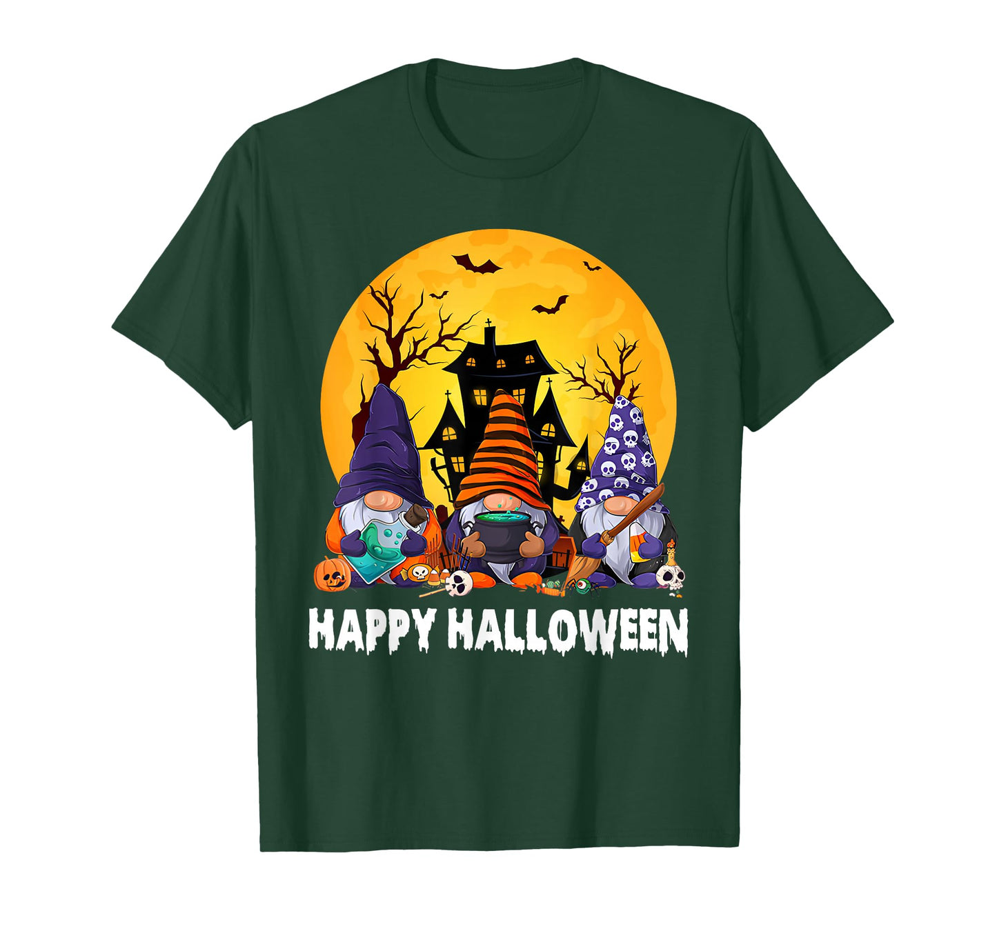 Vintage Retro Happy Halloween Witchy Gnomes Spooky Season T-Shirt