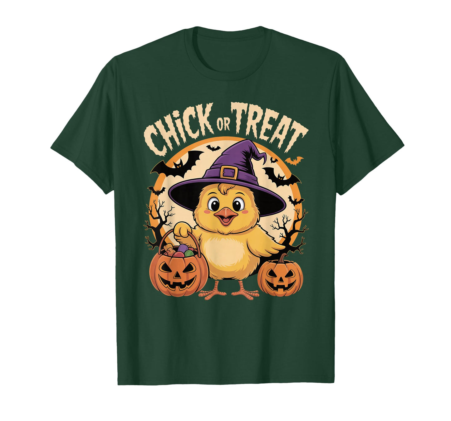 Chick or Treat Halloween Spooky Witch Funny Kids Costume T-Shirt