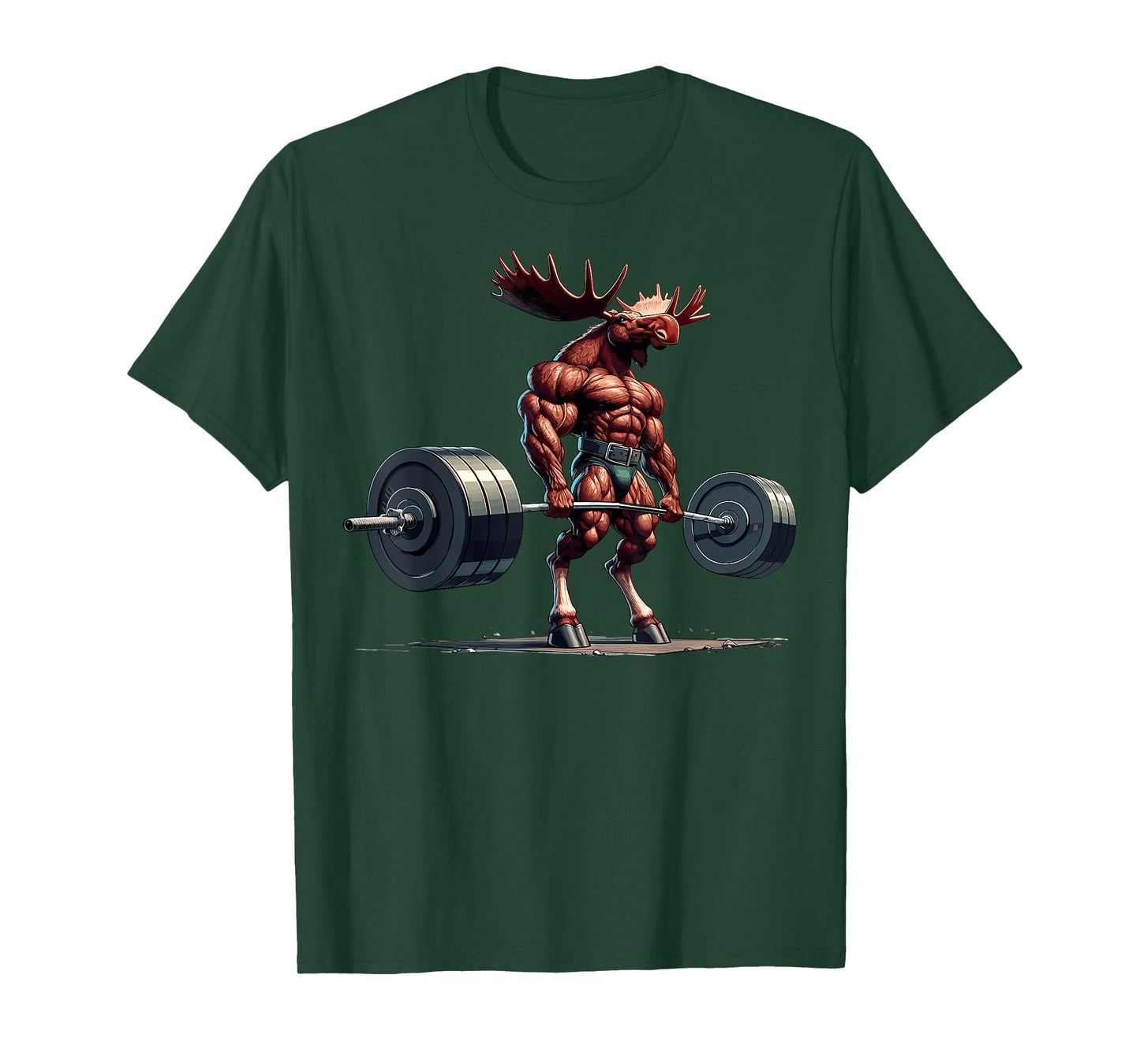 Moose Deadlifting Gym Humour Weightlifting Fitness Workout T-Shirt