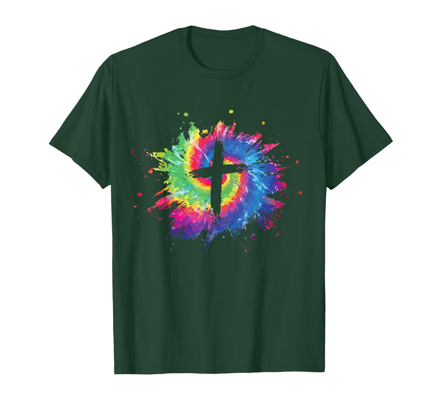 Tie Dye Cross God Jesus Faith Hippie Christian Men Women T-Shirt
