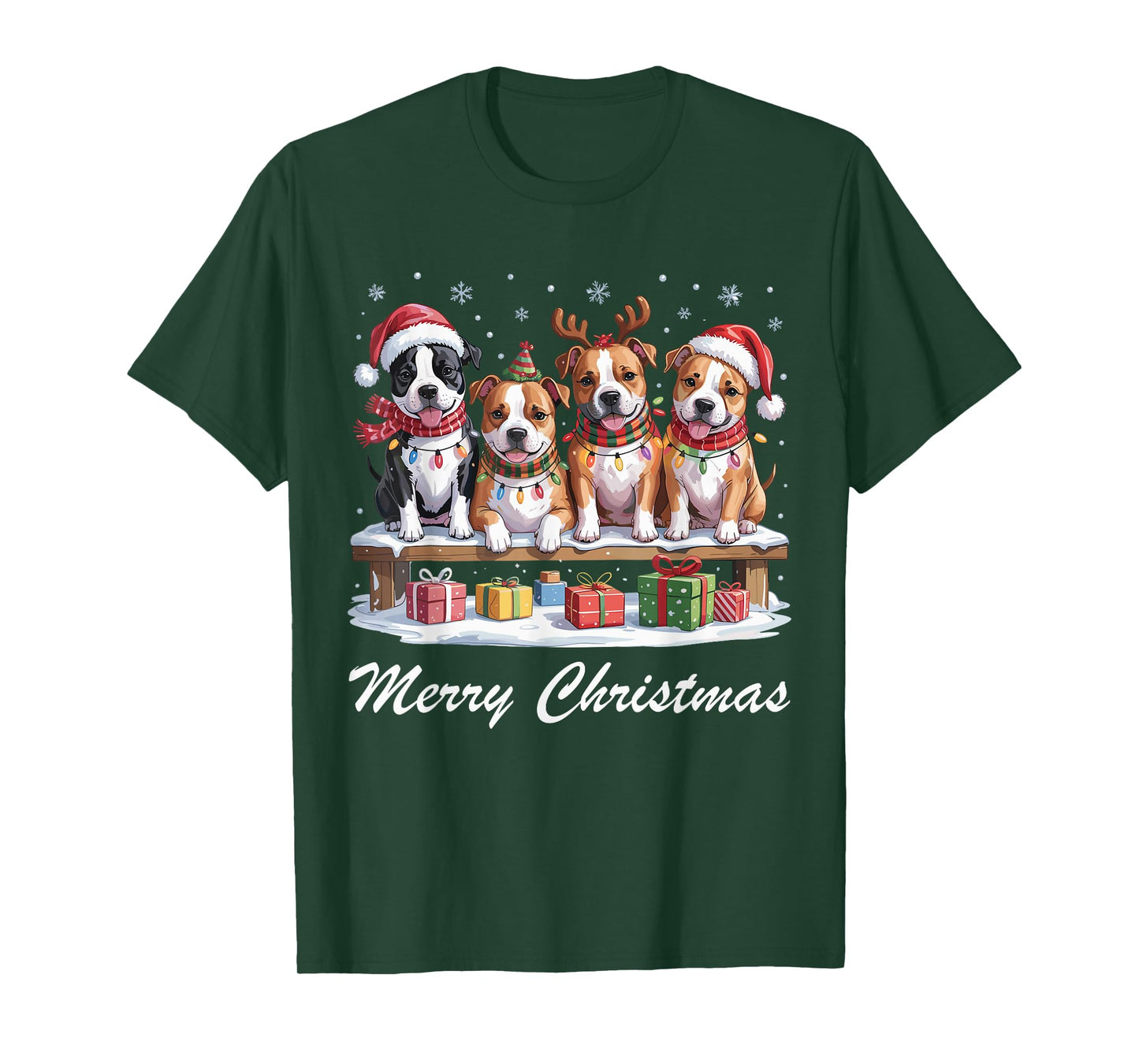 American Staffordshire Merry Christmas Dog Lovers Holiday T-Shirt