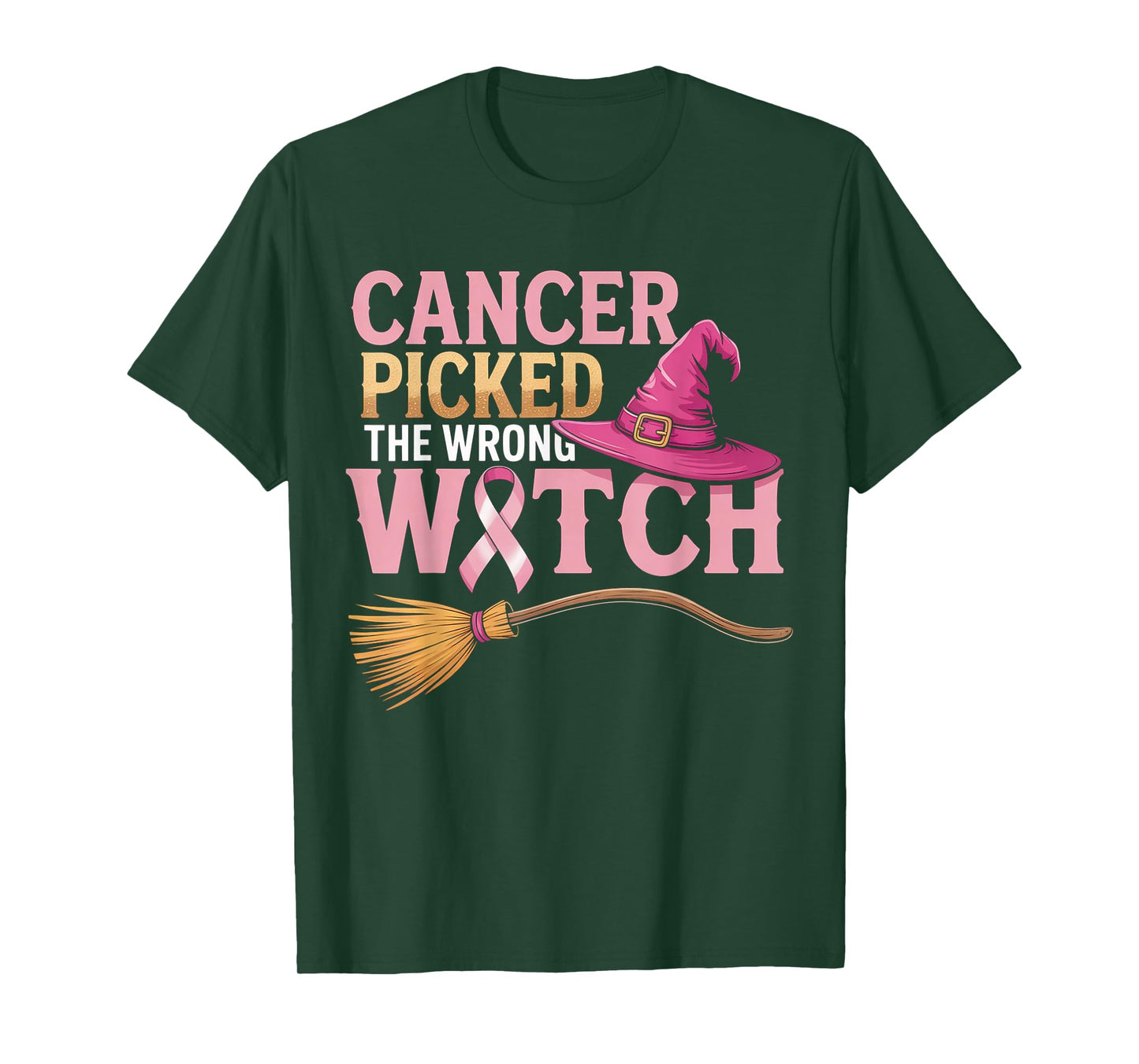 Cancer Picked The Wrong Witch Breast Cancer Halloween T-Shirt