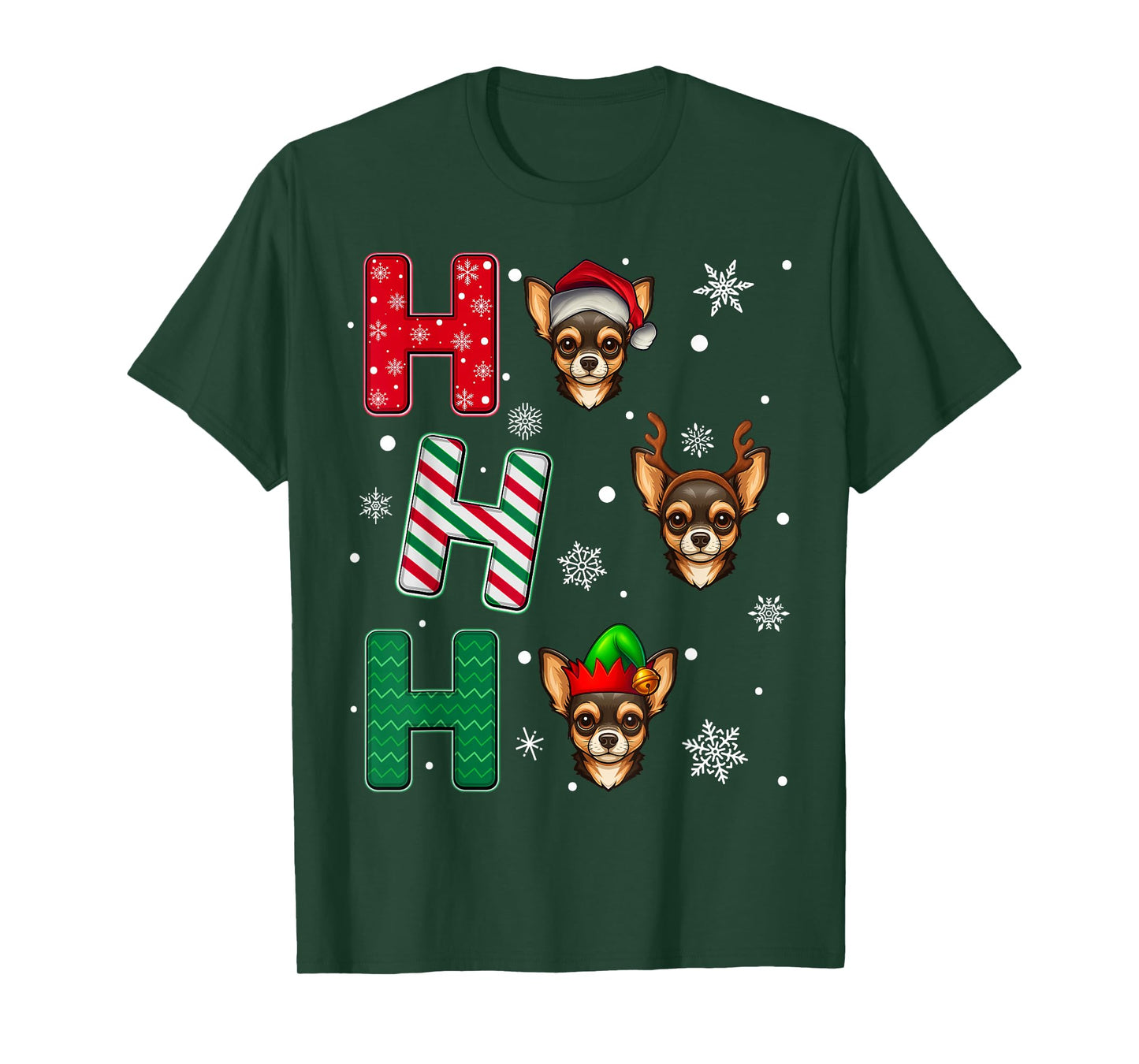 Ho Ho Ho Chihuahua Dog Lover Matching Christmas Elf Xmas T-Shirt