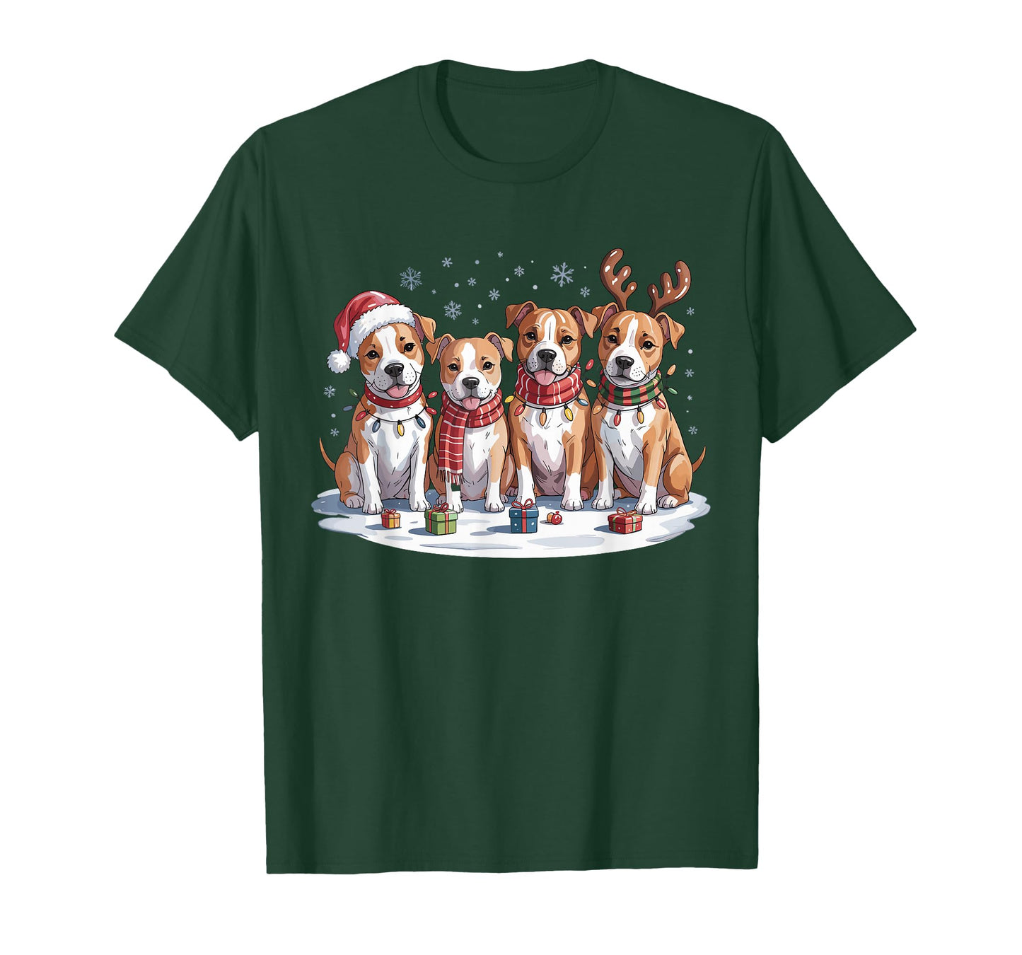American Staffordshire Christmas Funny Puppies Dog Lovers T-Shirt